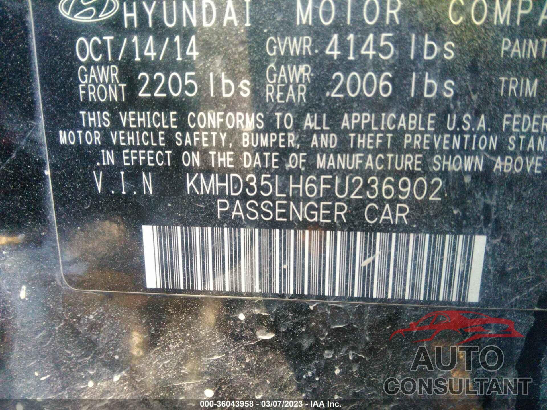 HYUNDAI ELANTRA GT 2015 - KMHD35LH6FU236902
