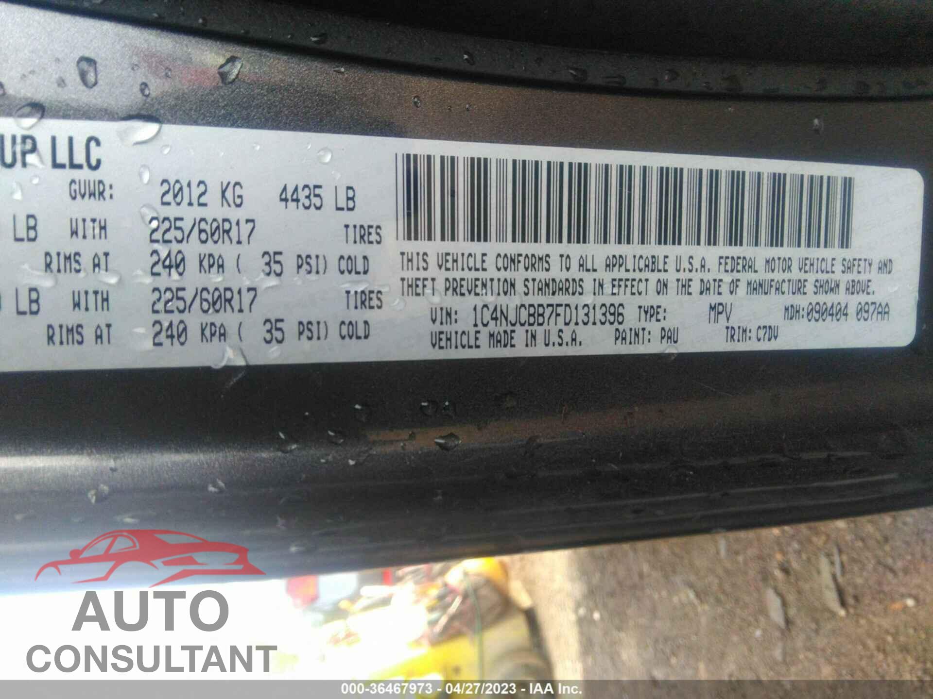 JEEP COMPASS 2015 - 1C4NJCBB7FD131396