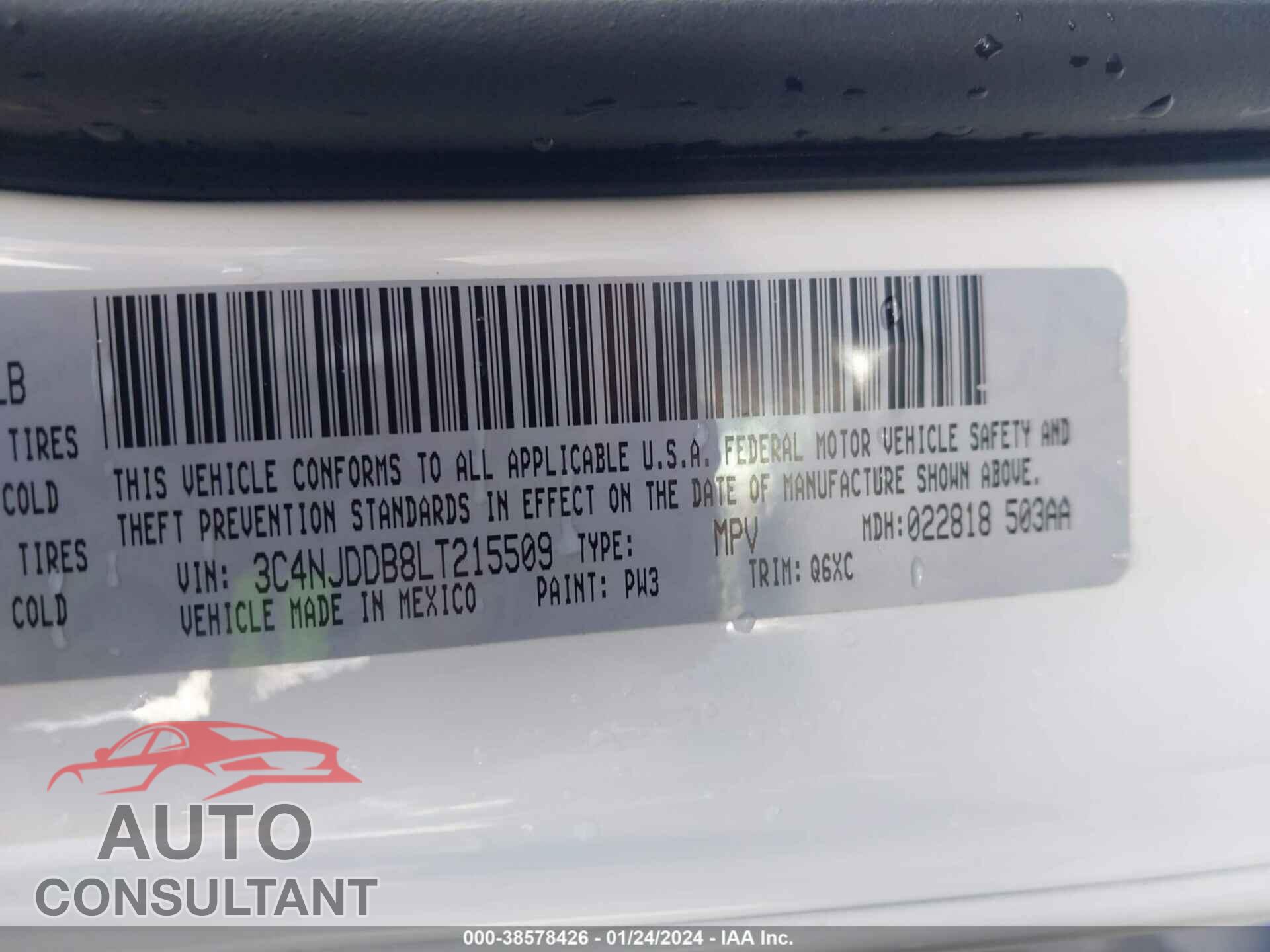 JEEP COMPASS 2020 - 3C4NJDDB8LT215509