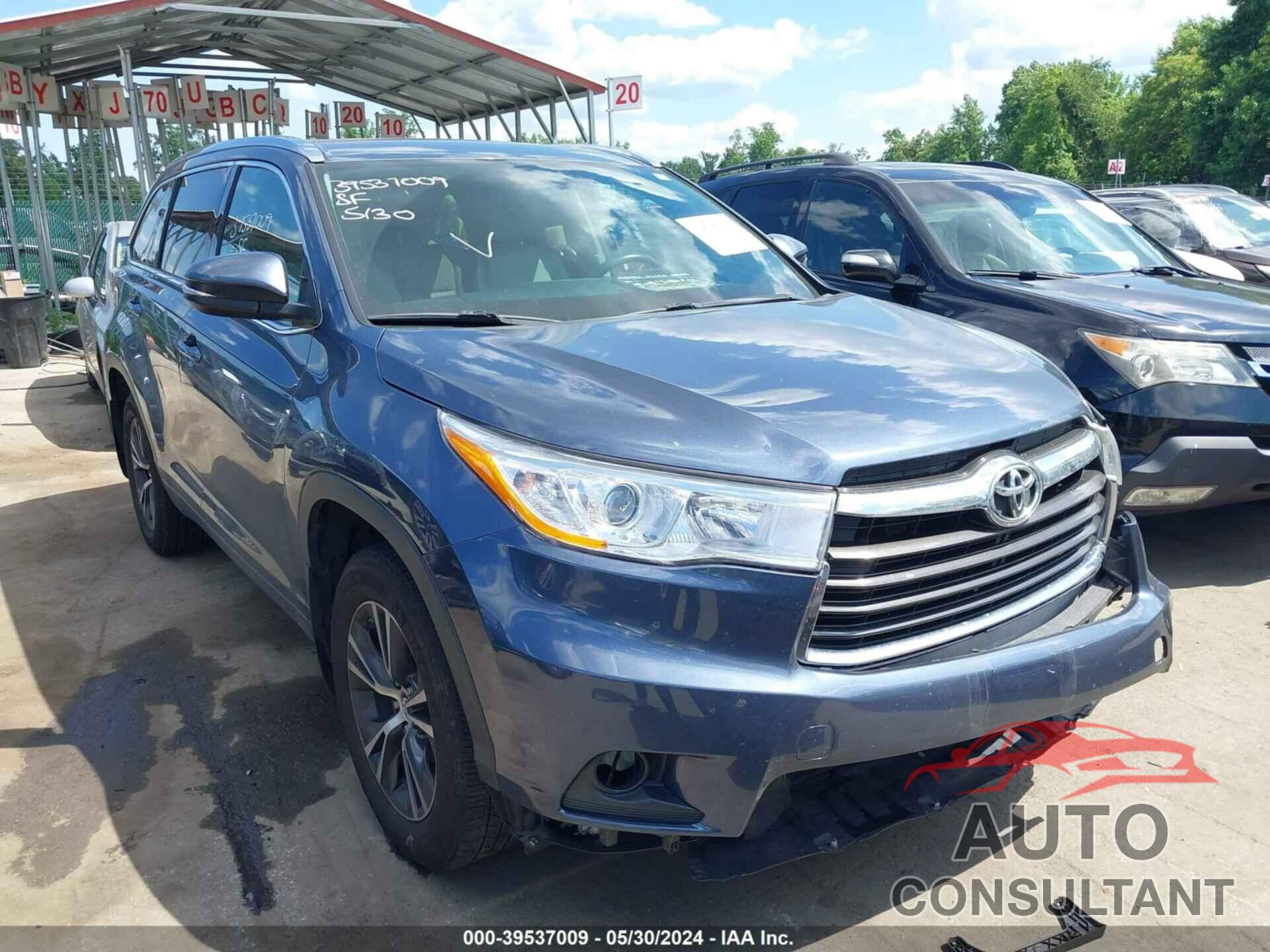 TOYOTA HIGHLANDER 2016 - 5TDJKRFH4GS284286