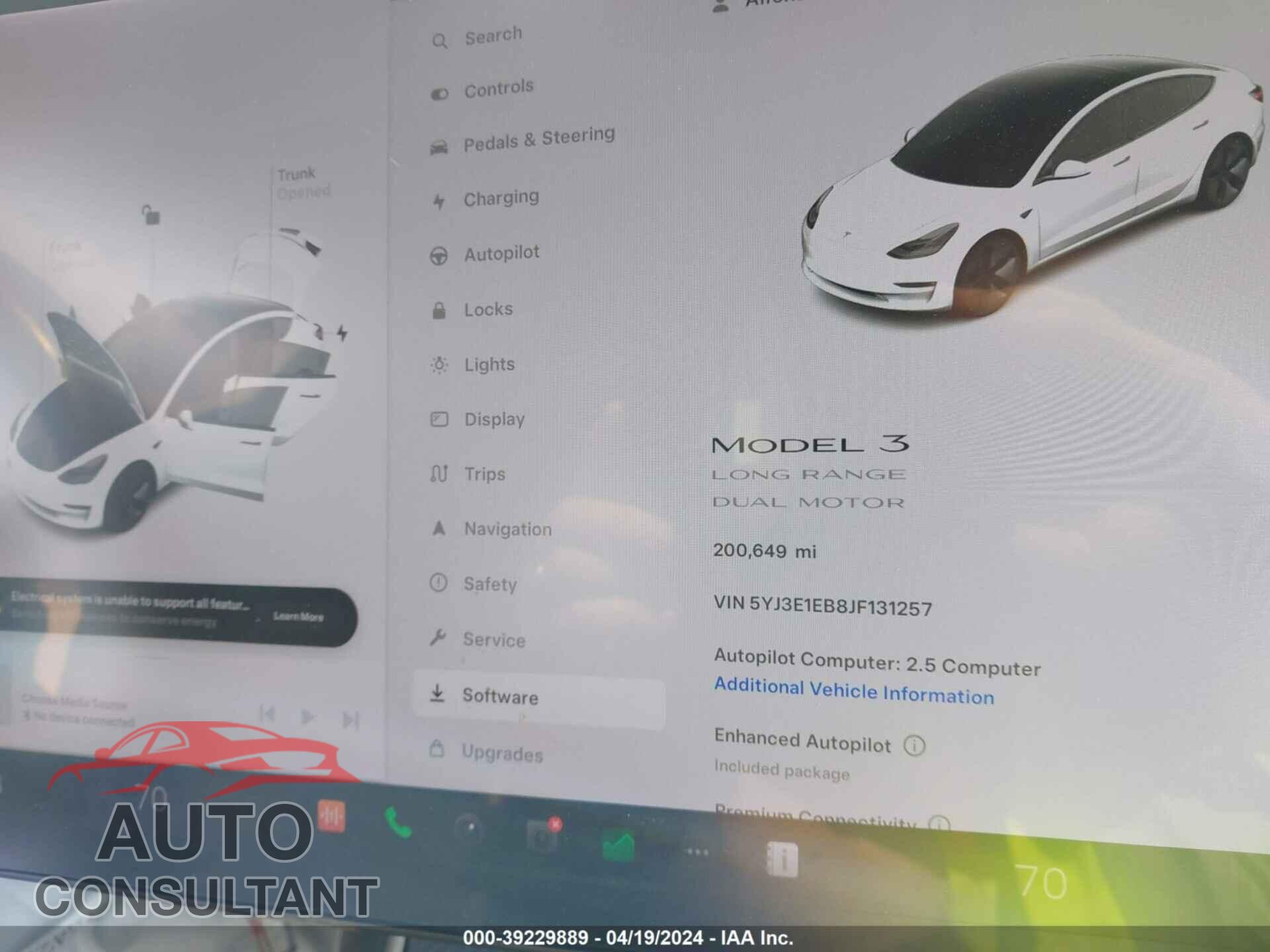 TESLA MODEL 3 2018 - 5YJ3E1EB8JF131257