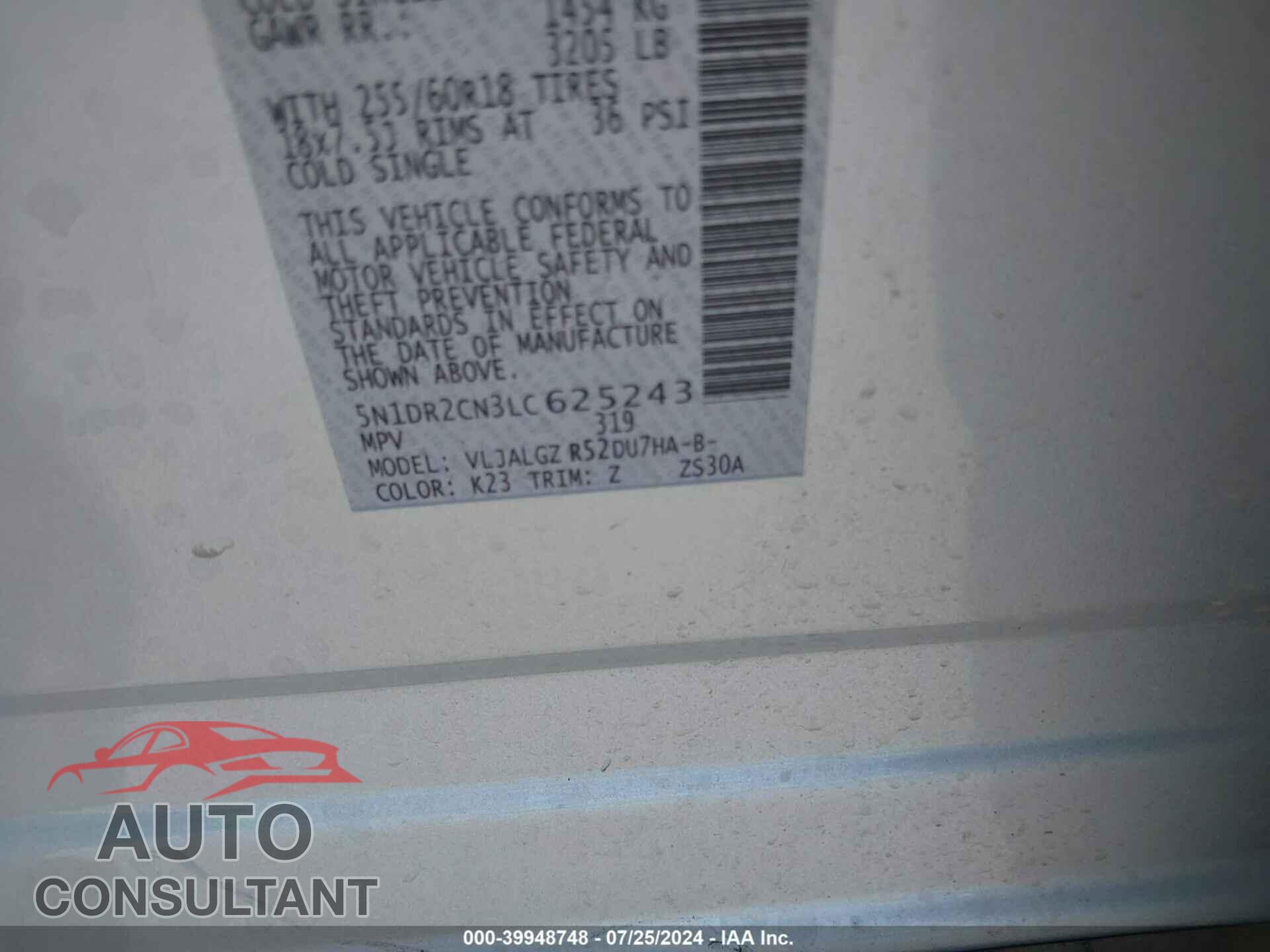 NISSAN PATHFINDER 2020 - 5N1DR2CN3LC625243