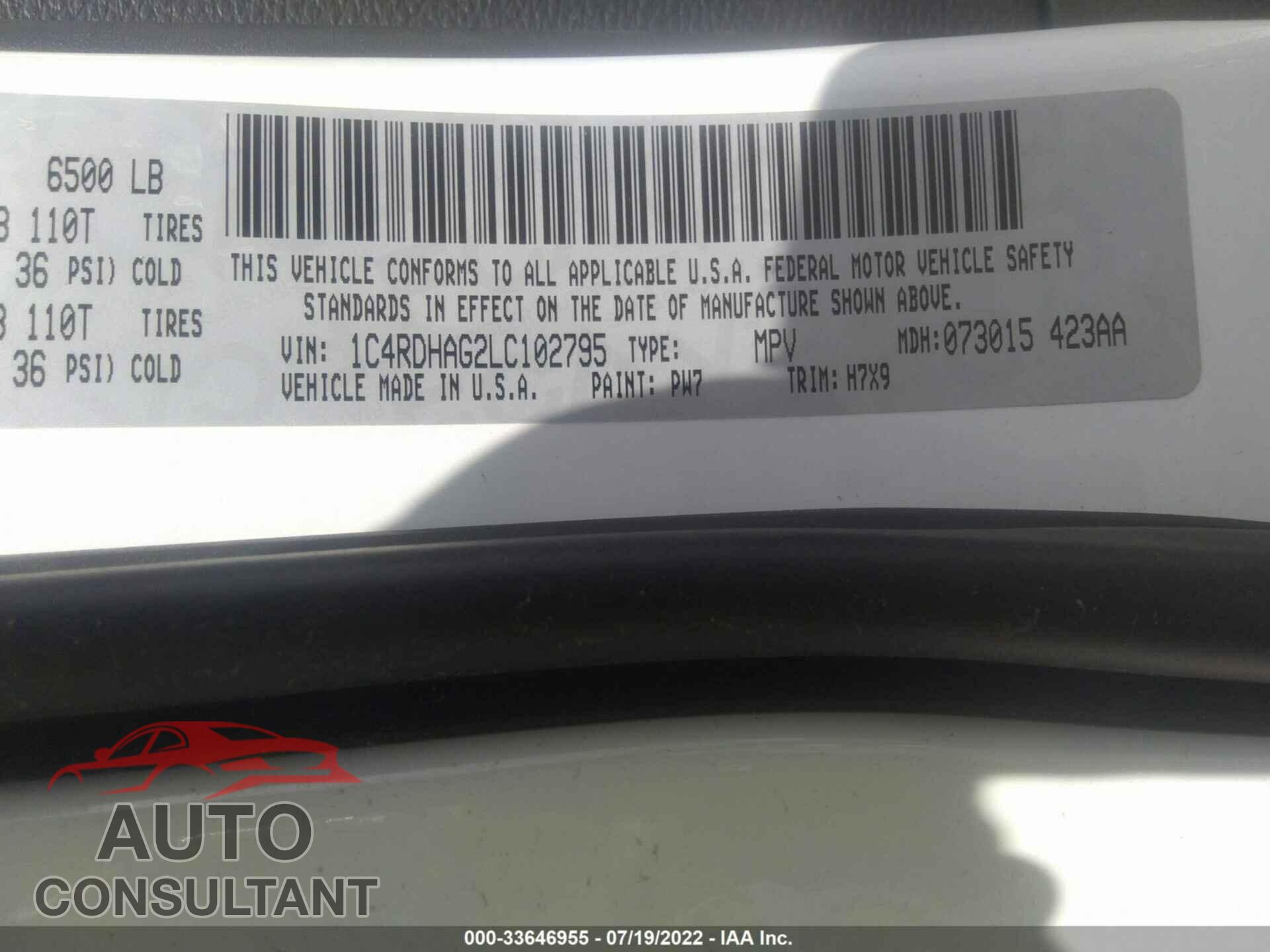 DODGE DURANGO 2020 - 1C4RDHAG2LC102795
