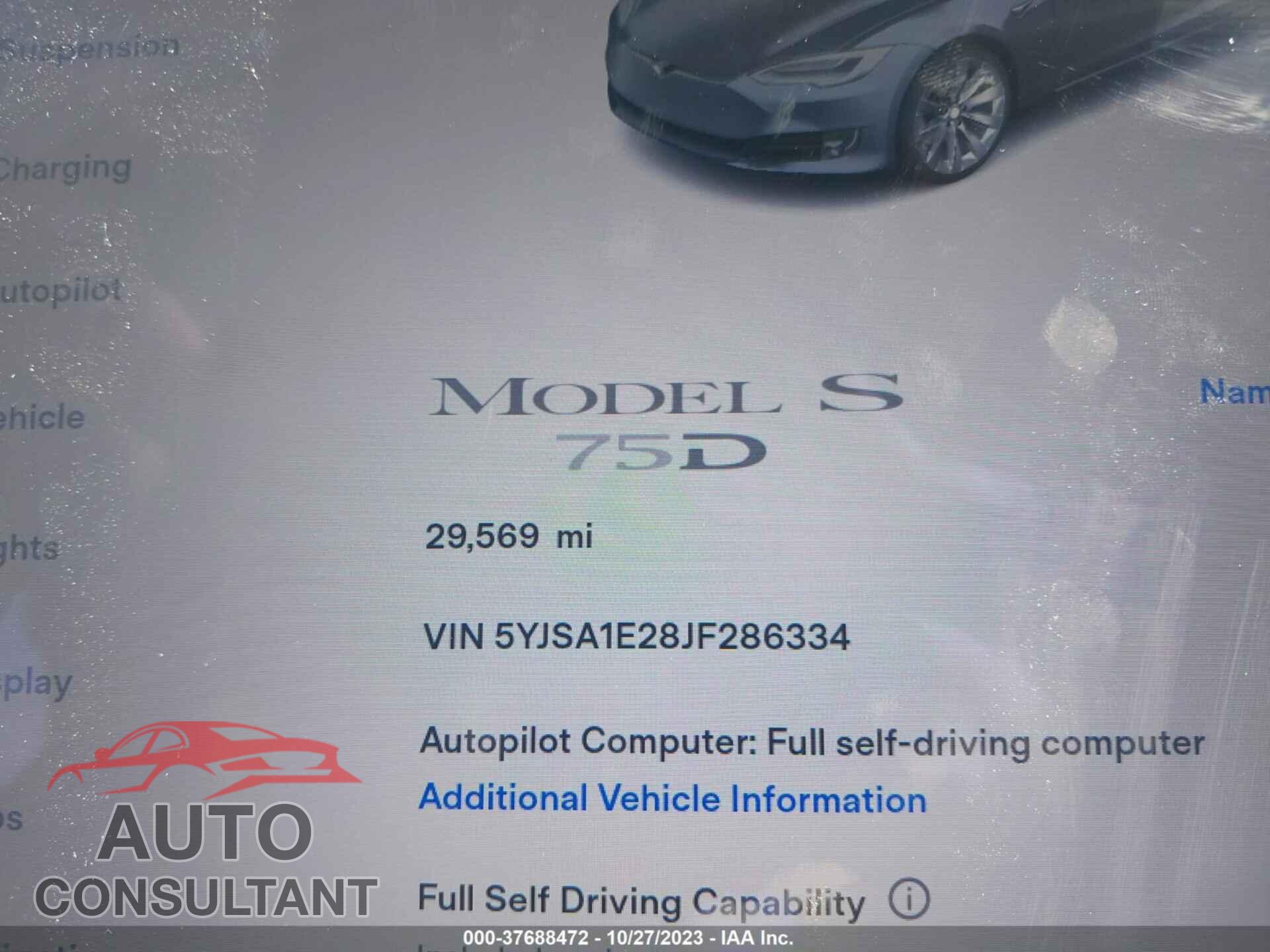 TESLA MODEL S 2018 - 5YJSA1E28JF286334