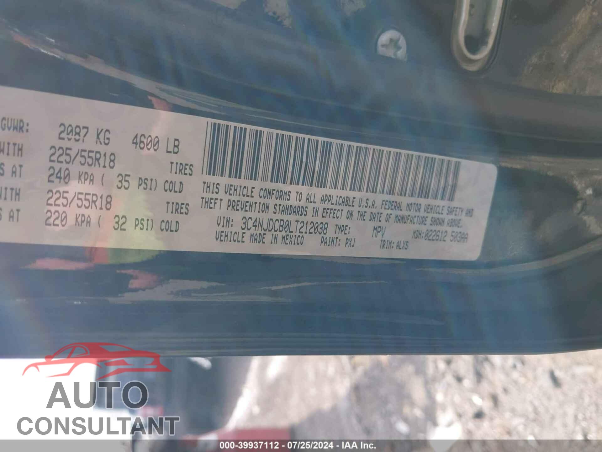 JEEP COMPASS 2020 - 3C4NJDCB0LT212038