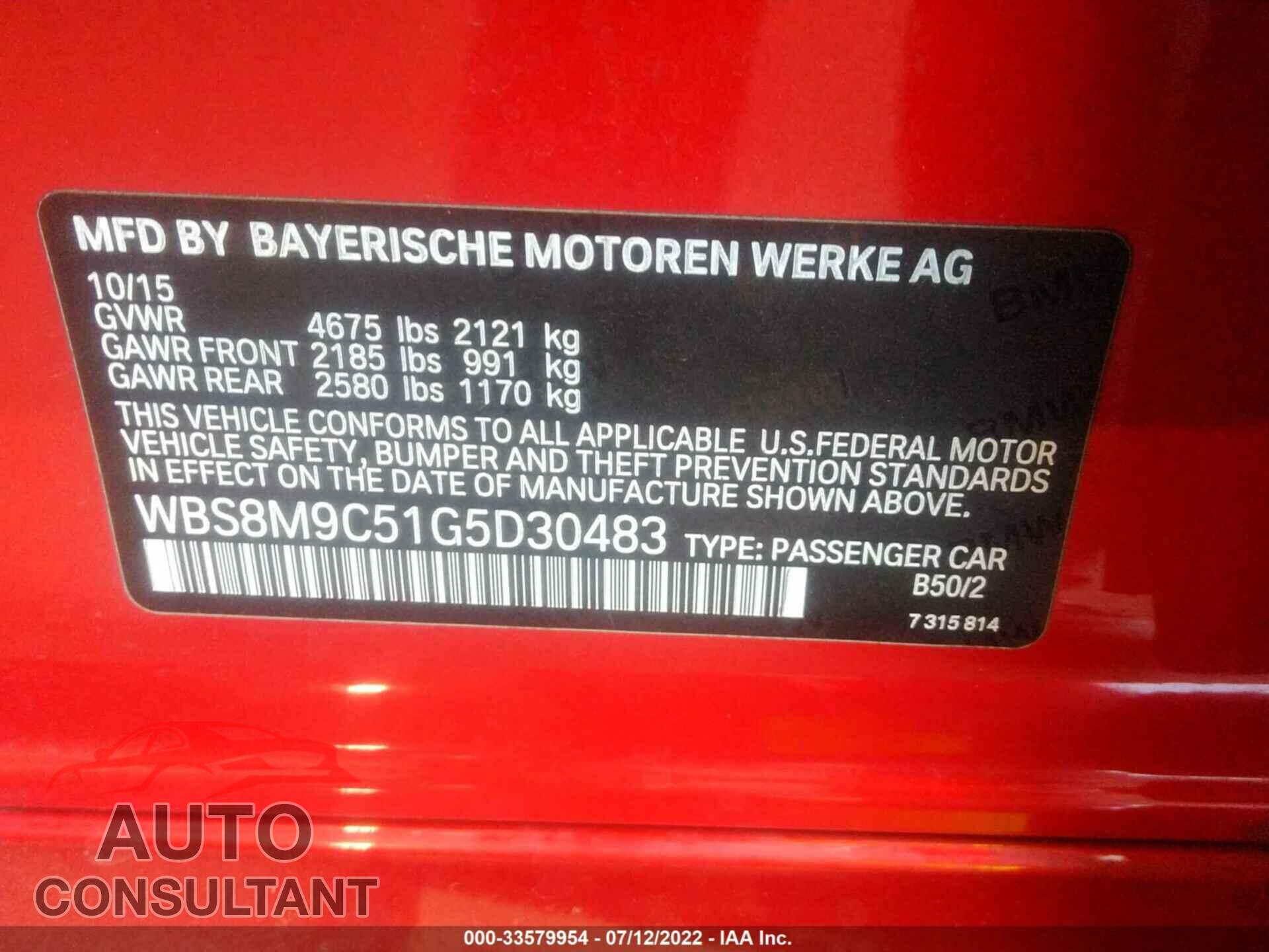 BMW M3 2016 - WBS8M9C51G5D30483