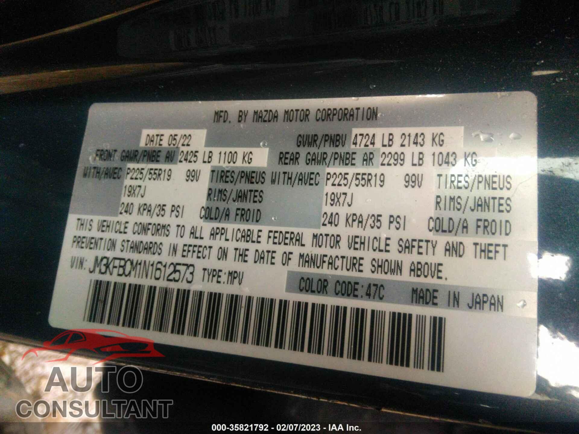 MAZDA CX-5 2022 - JM3KFBCM1N1612573