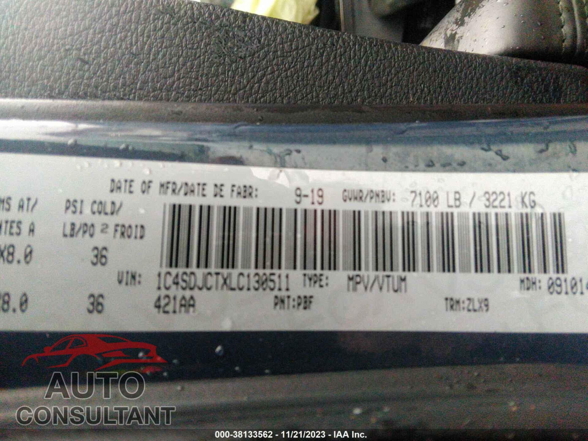 DODGE DURANGO 2020 - 1C4SDJCTXLC130511