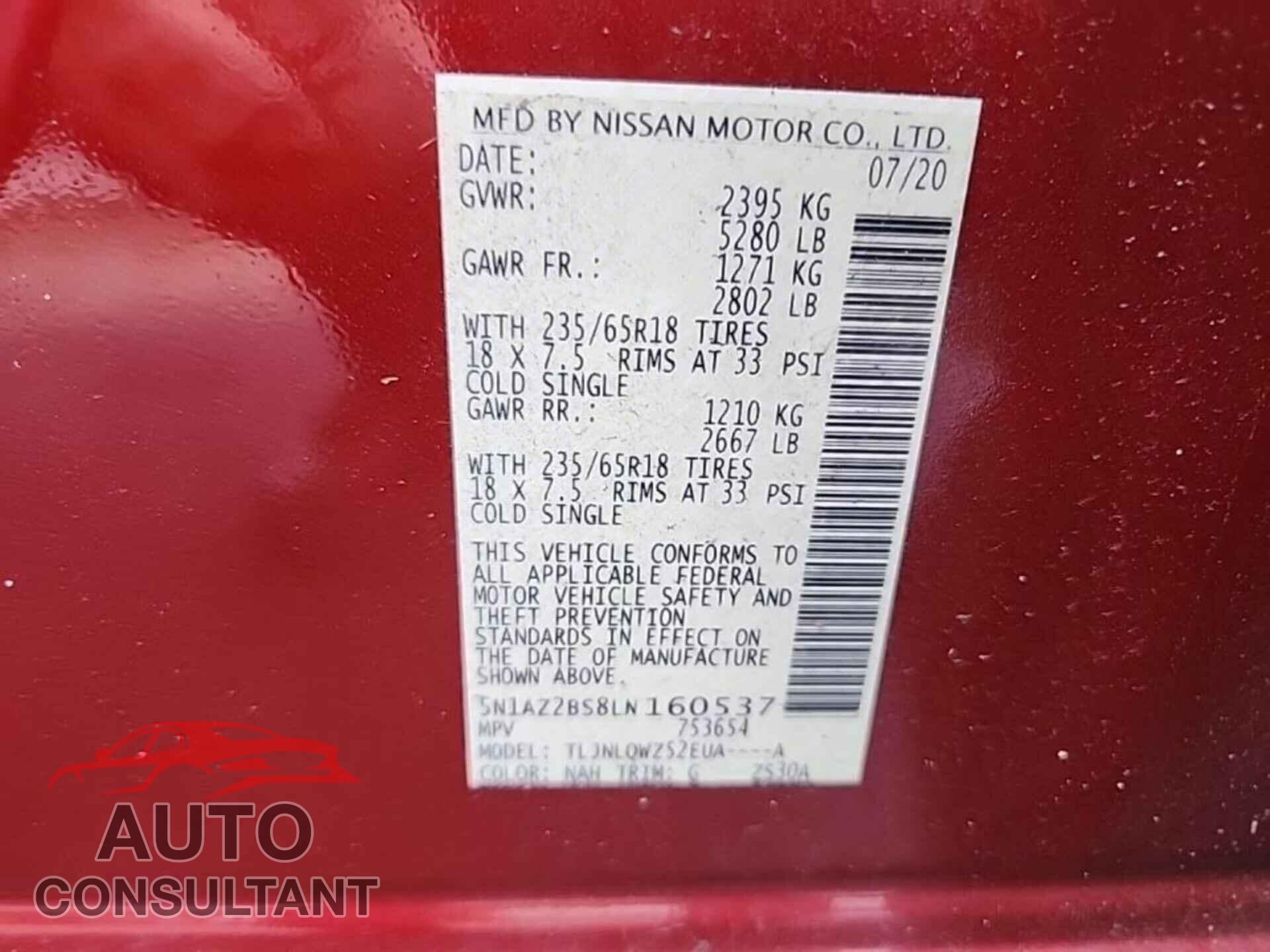 NISSAN MURANO 2020 - 5N1AZ2BS8LN160537