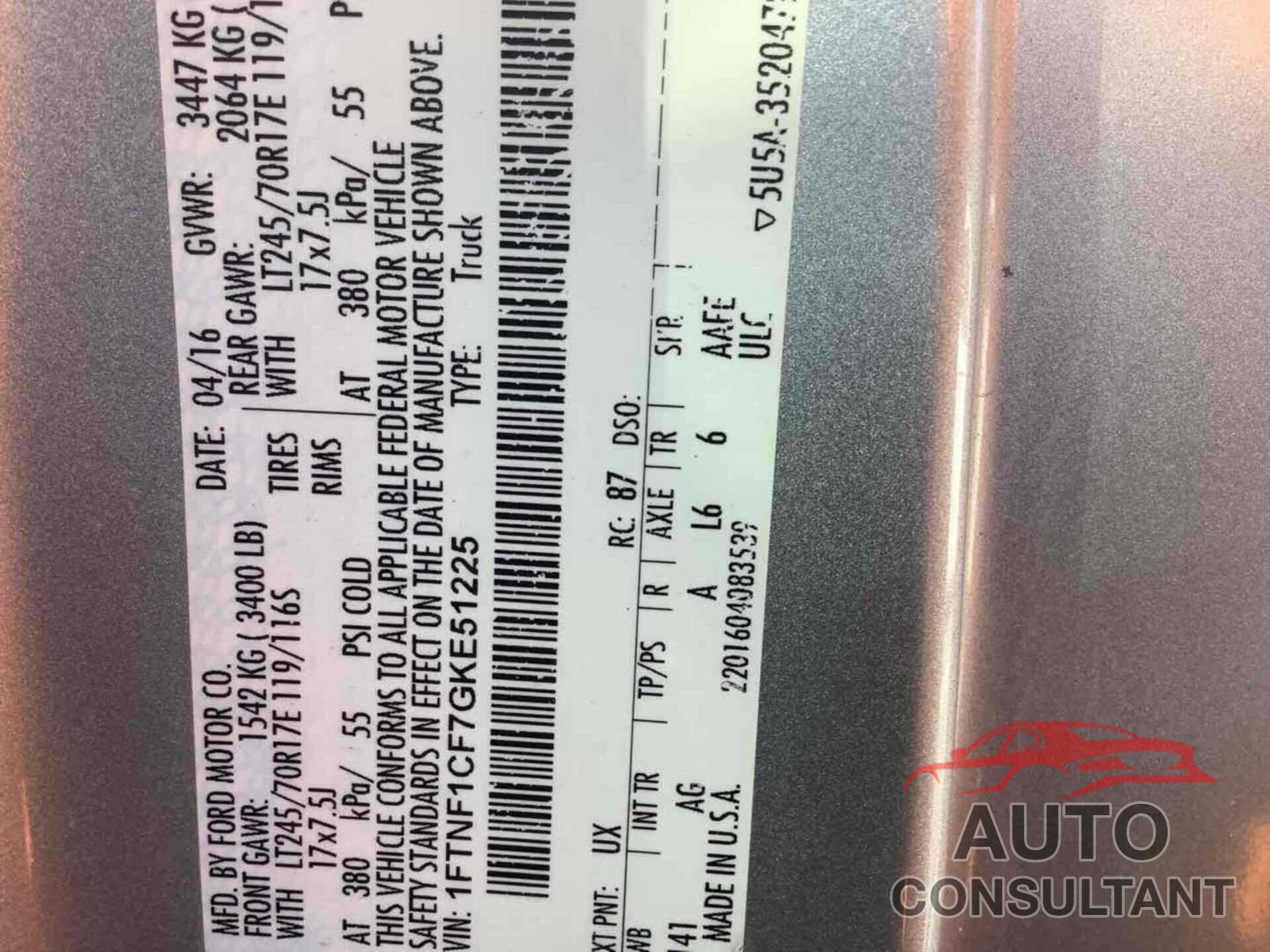 FORD F-150 2016 - 1FTNF1CF7GKE51225
