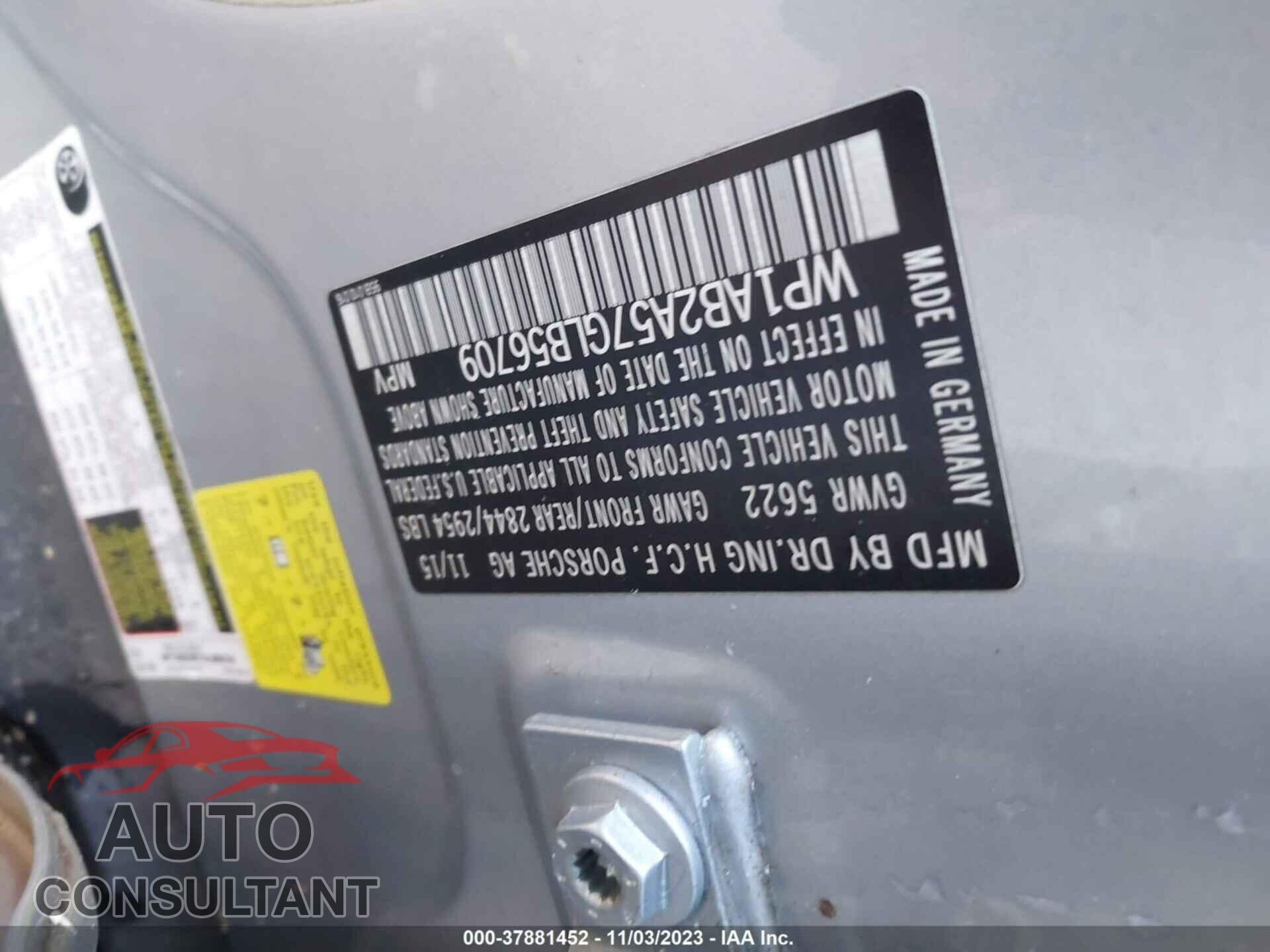 PORSCHE MACAN 2016 - WP1AB2A57GLB56709