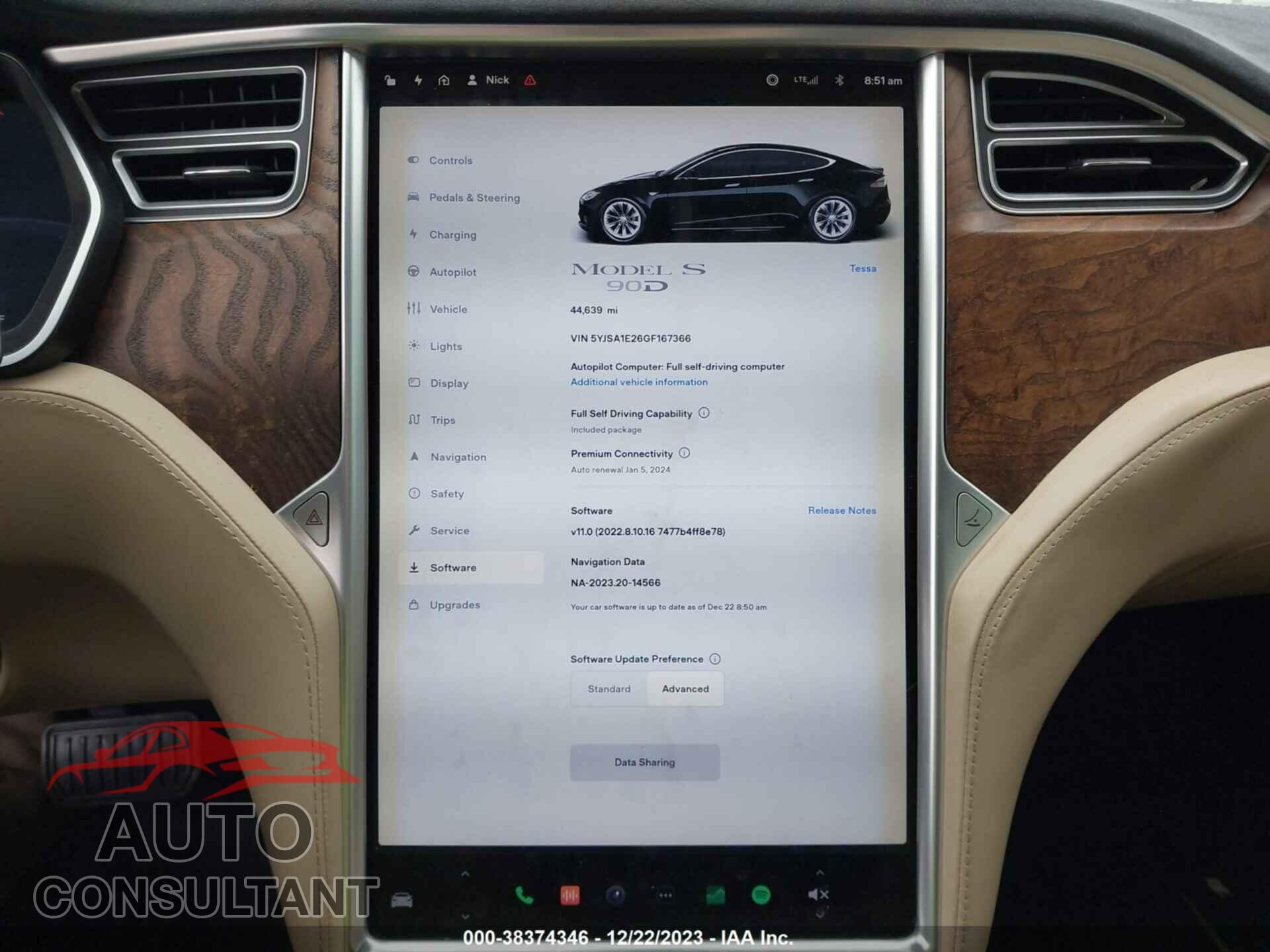 TESLA MODEL S 2016 - 5YJSA1E26GF167366