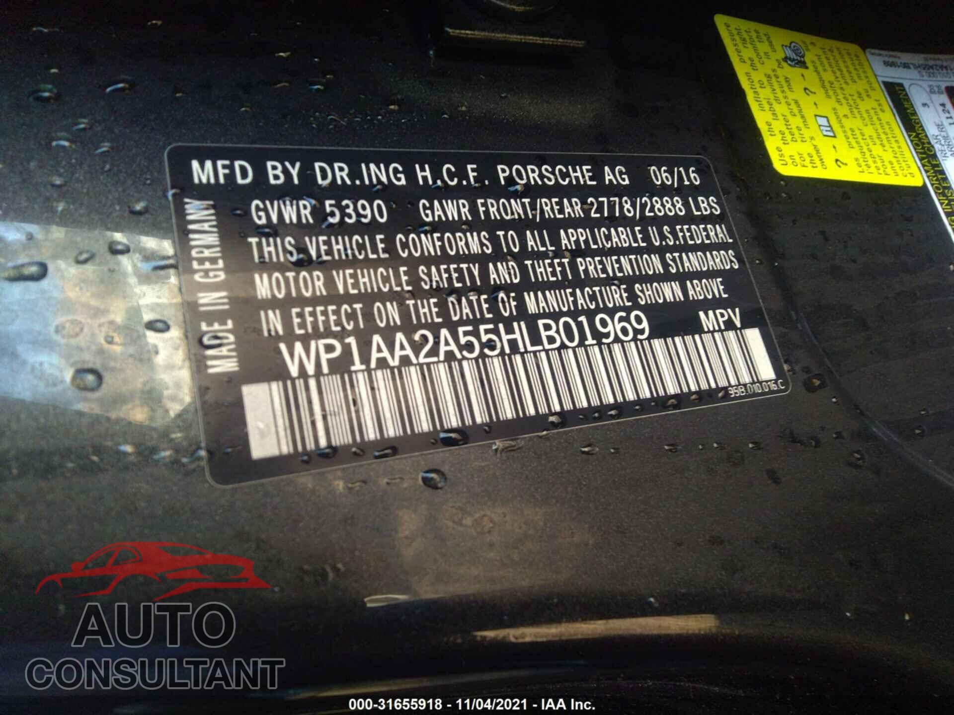 PORSCHE MACAN 2017 - WP1AA2A55HLB01969