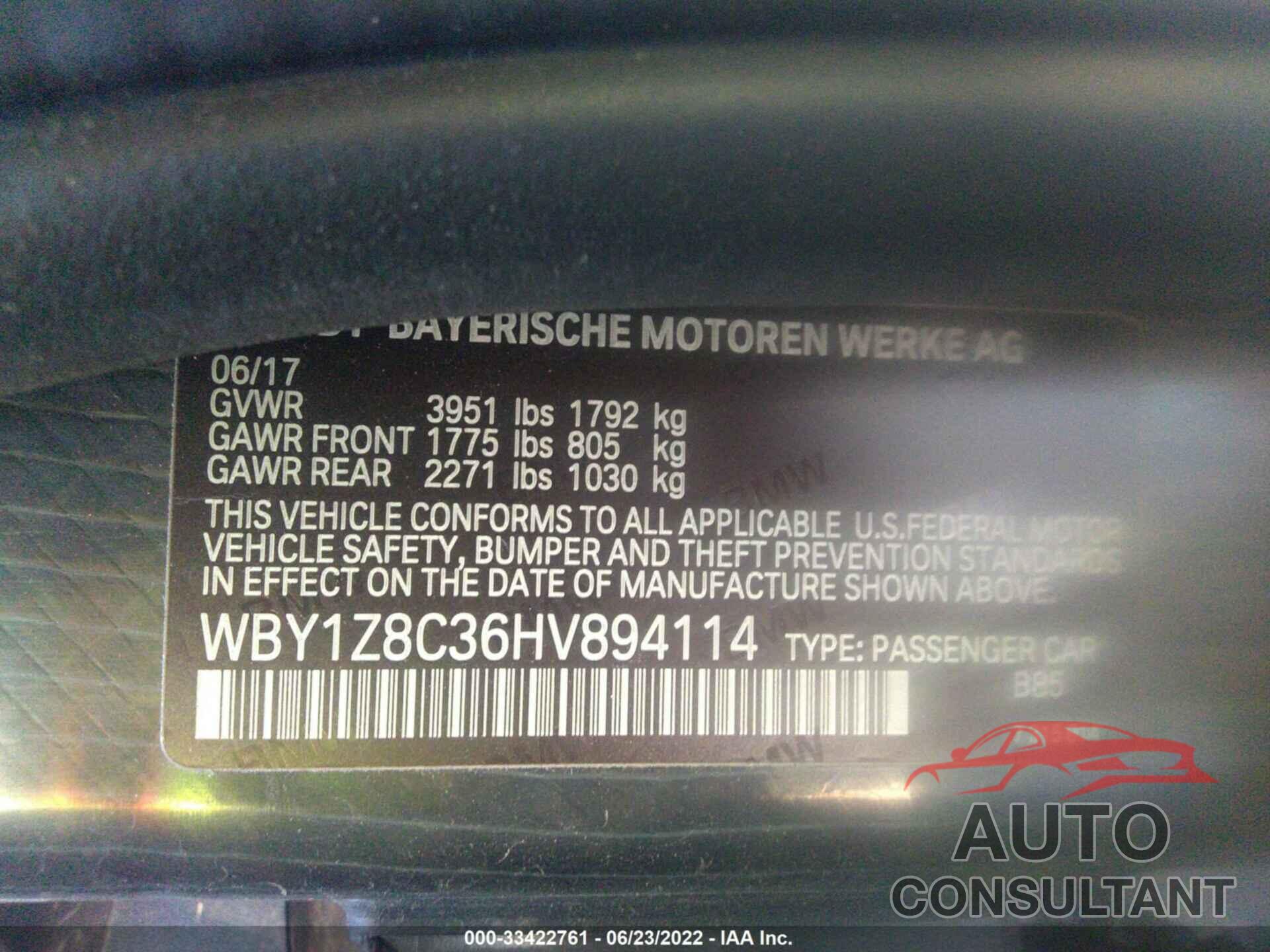 BMW I3 2017 - WBY1Z8C36HV894114