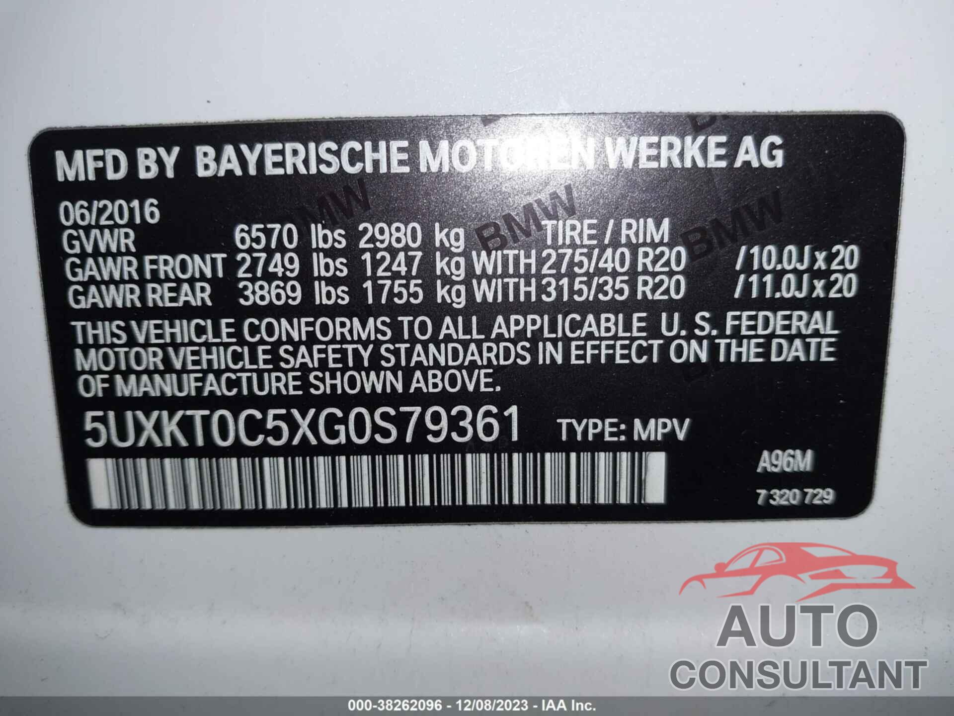 BMW X5 2016 - 5UXKT0C5XG0S79361