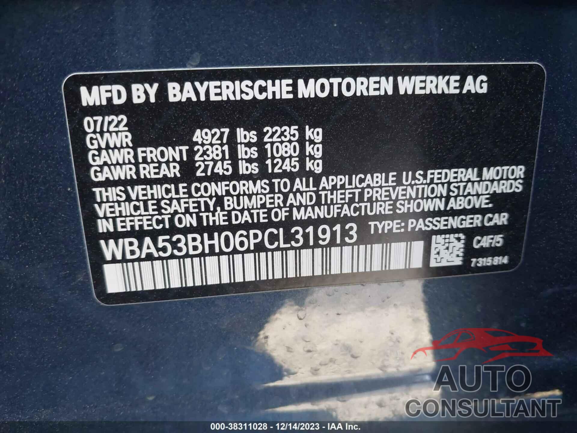 BMW 530 2023 - WBA53BH06PCL31913