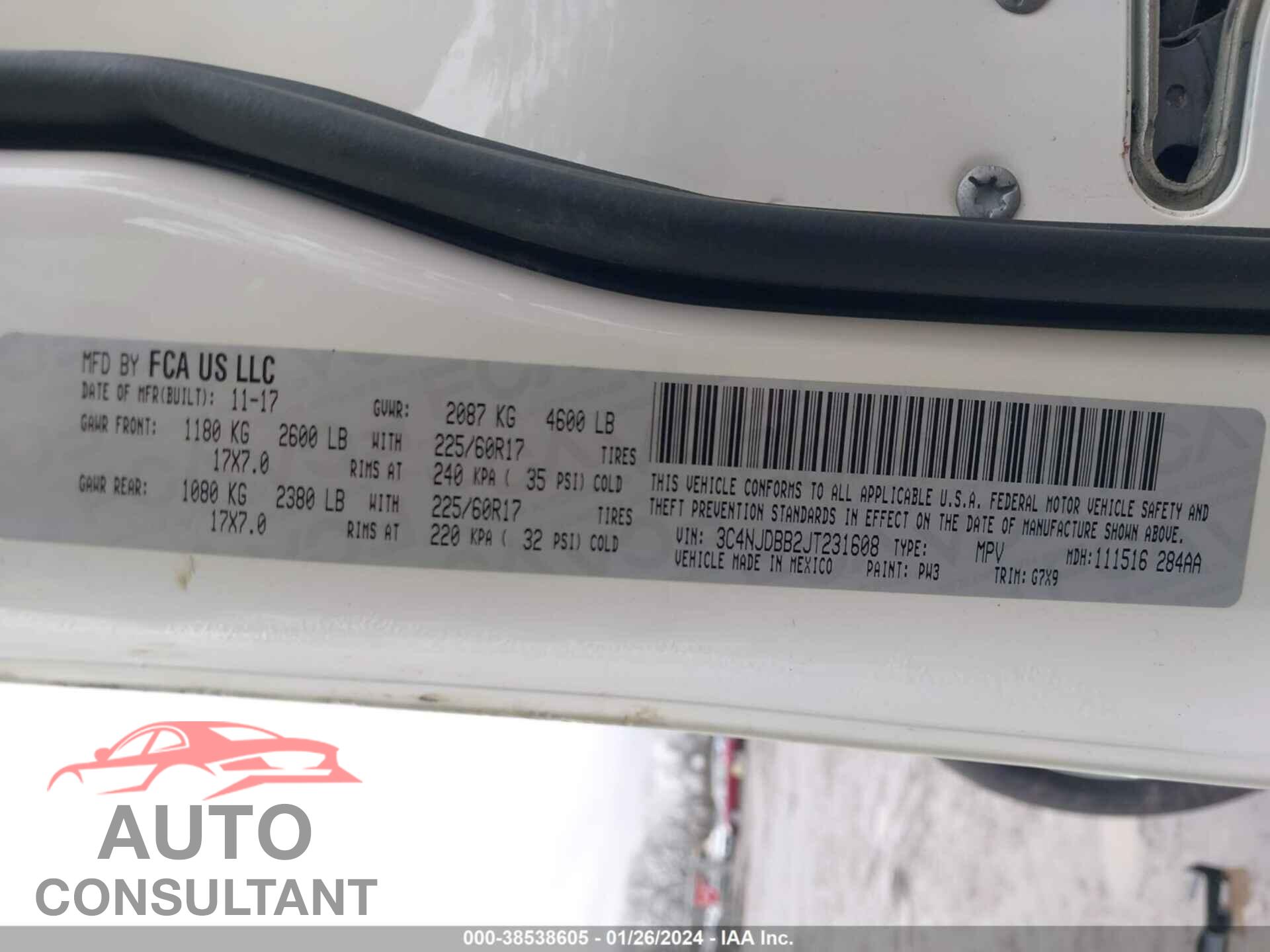 JEEP COMPASS 2018 - 3C4NJDBB2JT231608