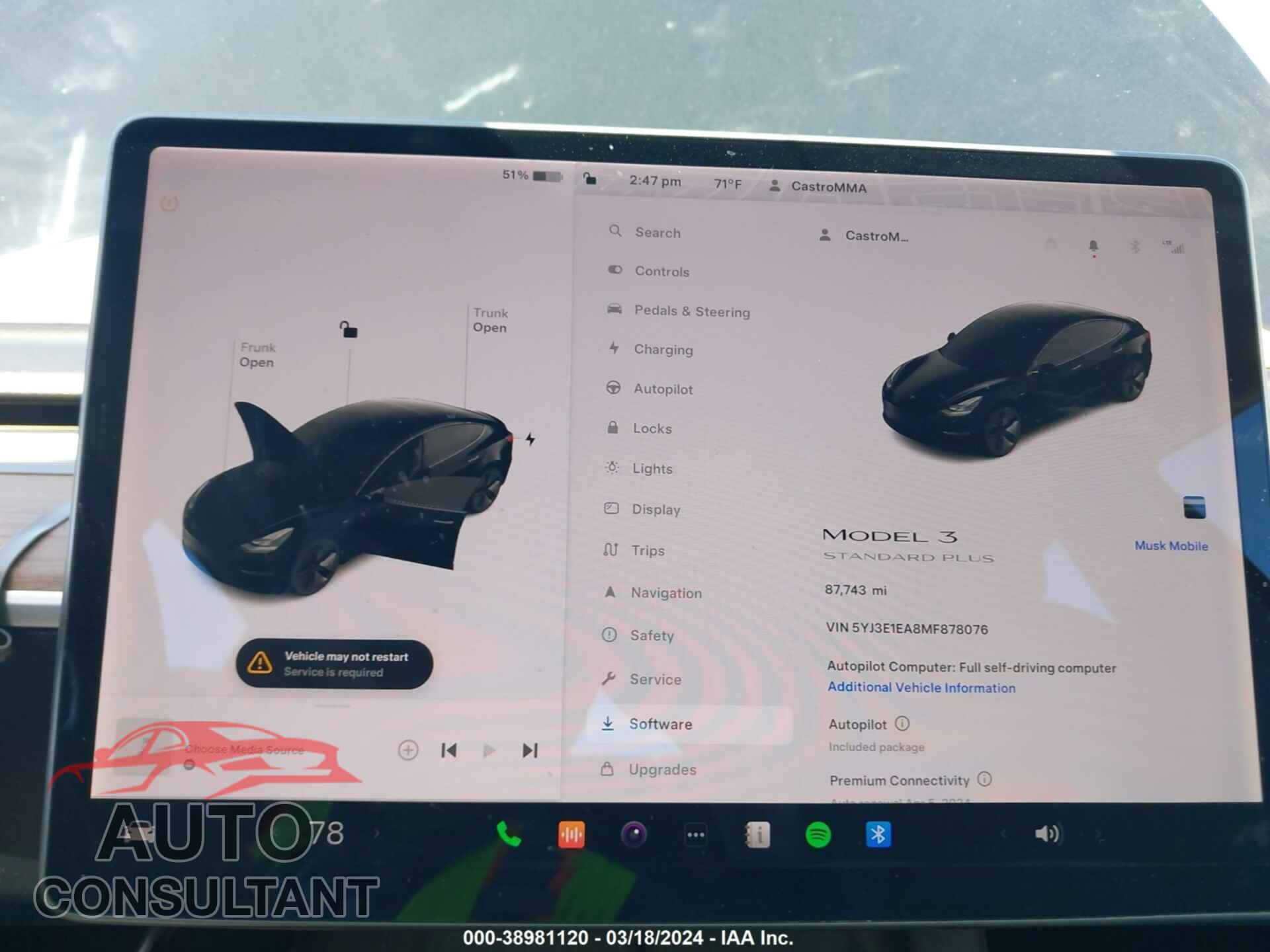 TESLA MODEL 3 2021 - 5YJ3E1EA8MF878076