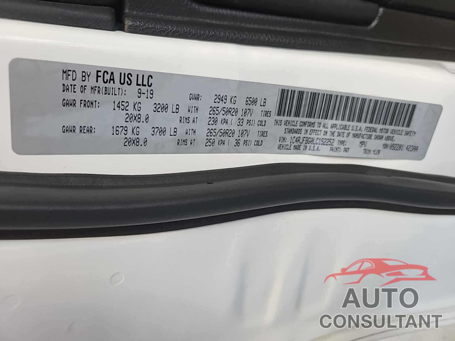 JEEP GRAND CHEROKEE 2020 - 1C4RJFBG0LC152252
