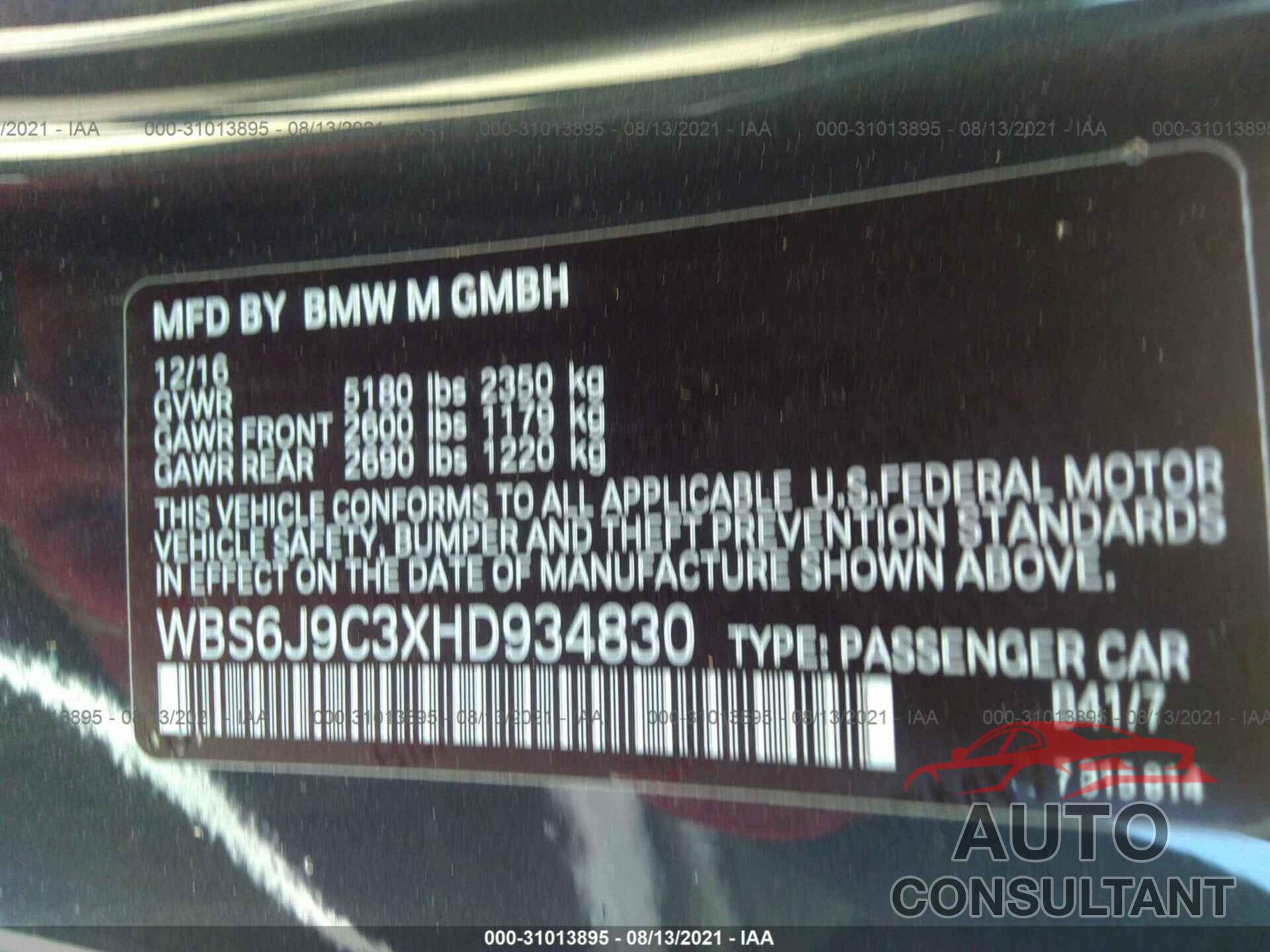 BMW M6 2017 - WBS6J9C3XHD934830