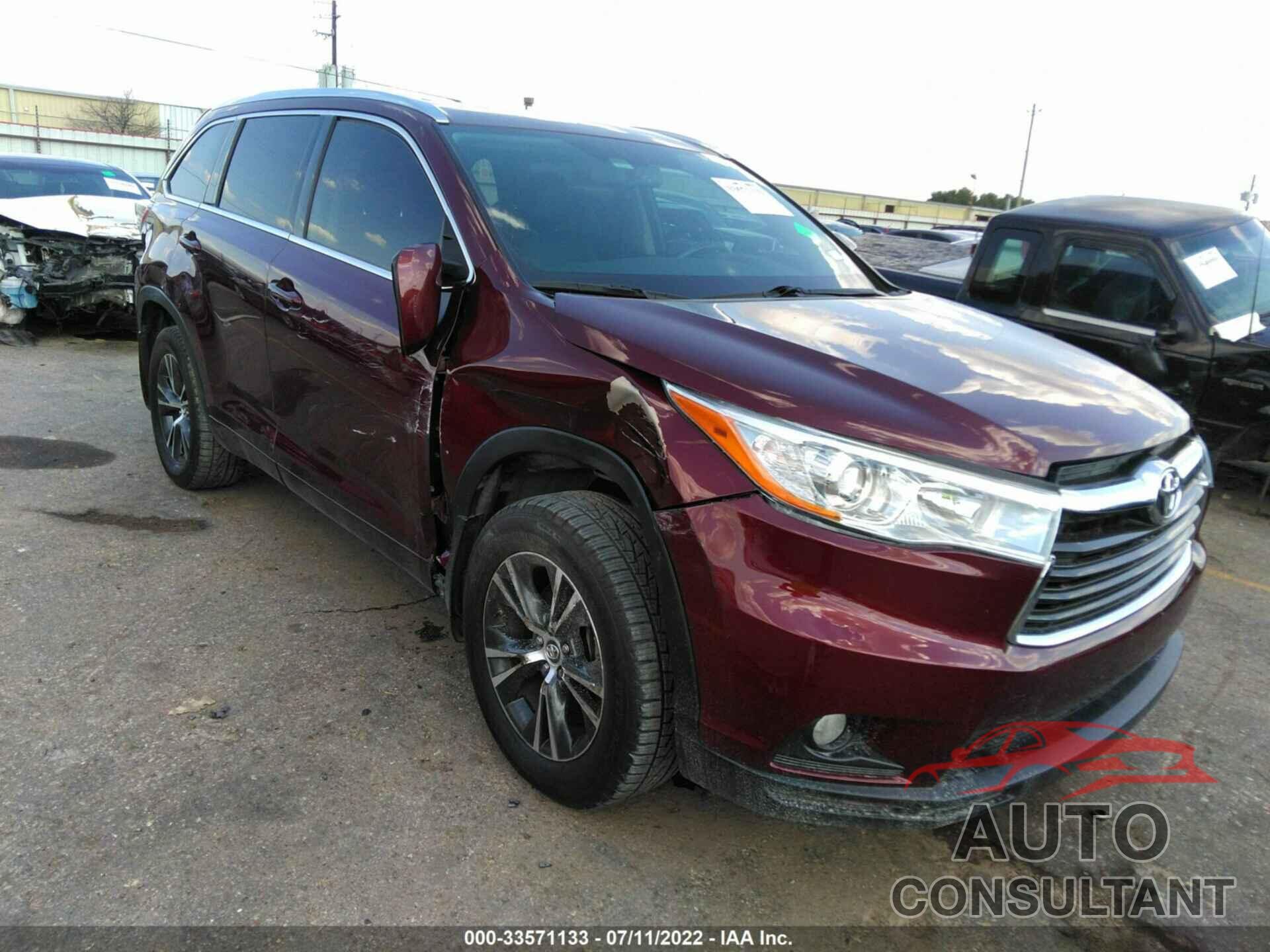 TOYOTA HIGHLANDER 2016 - 5TDKKRFH1GS168399