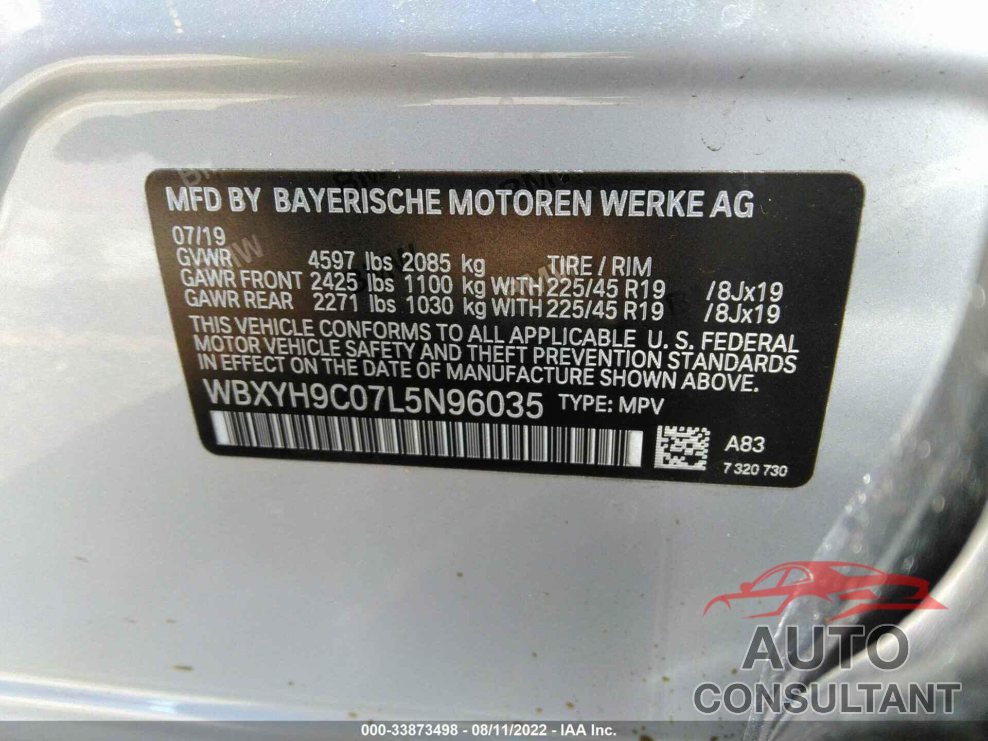 BMW X2 2020 - WBXYH9C07L5N96035