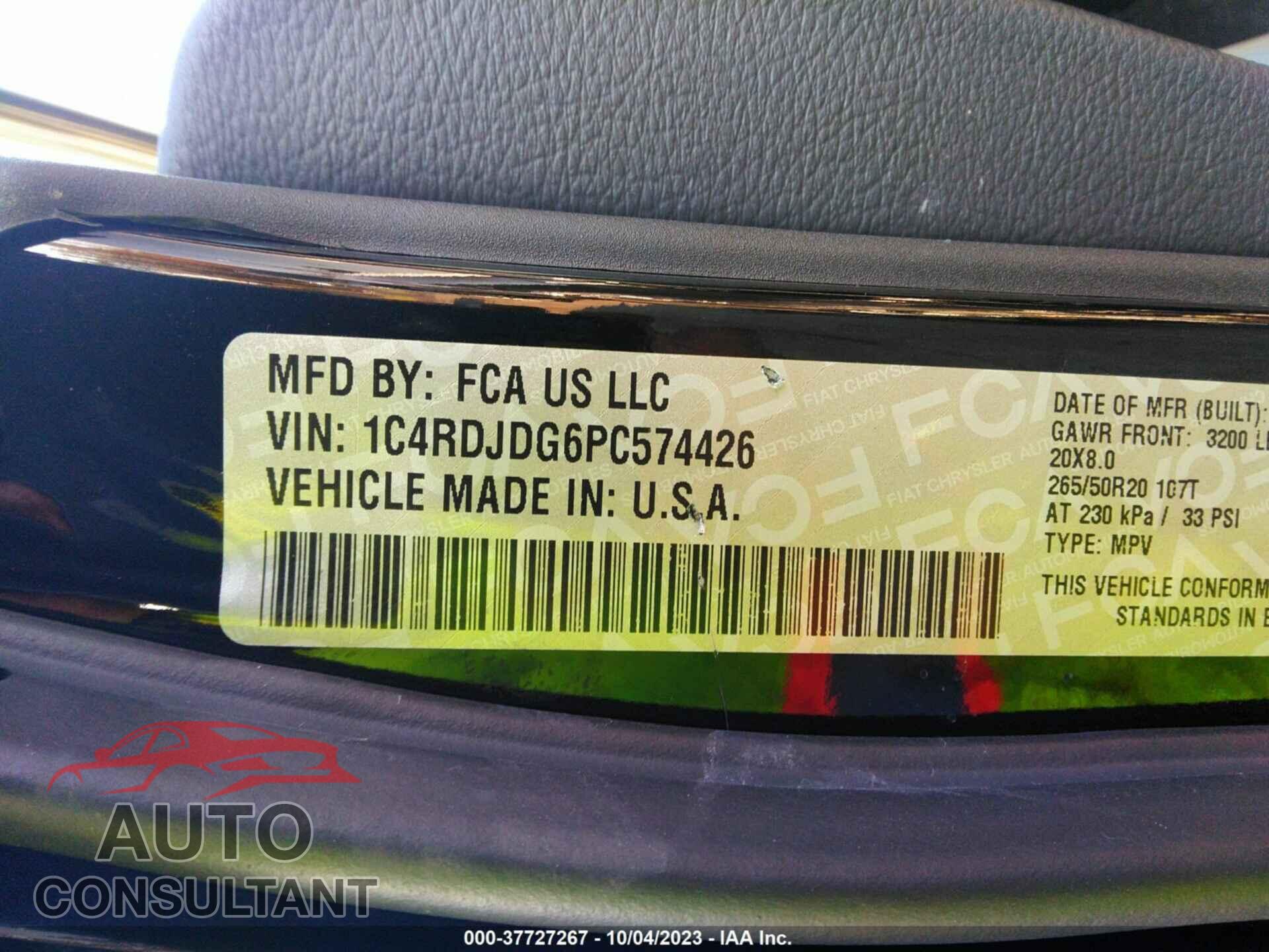 DODGE DURANGO 2023 - 1C4RDJDG6PC574426