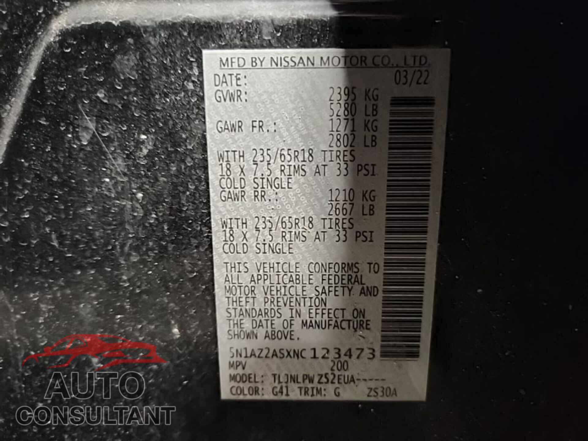 NISSAN MURANO 2022 - 5N1AZ2ASXNC123473