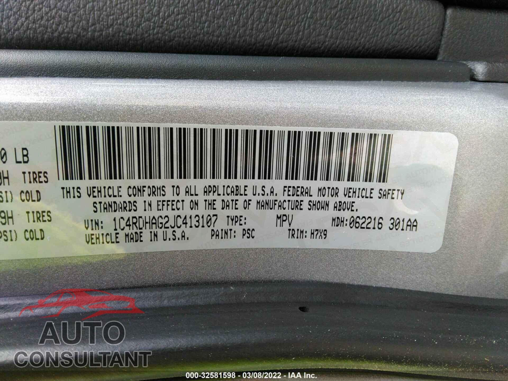 DODGE DURANGO 2018 - 1C4RDHAG2JC413107