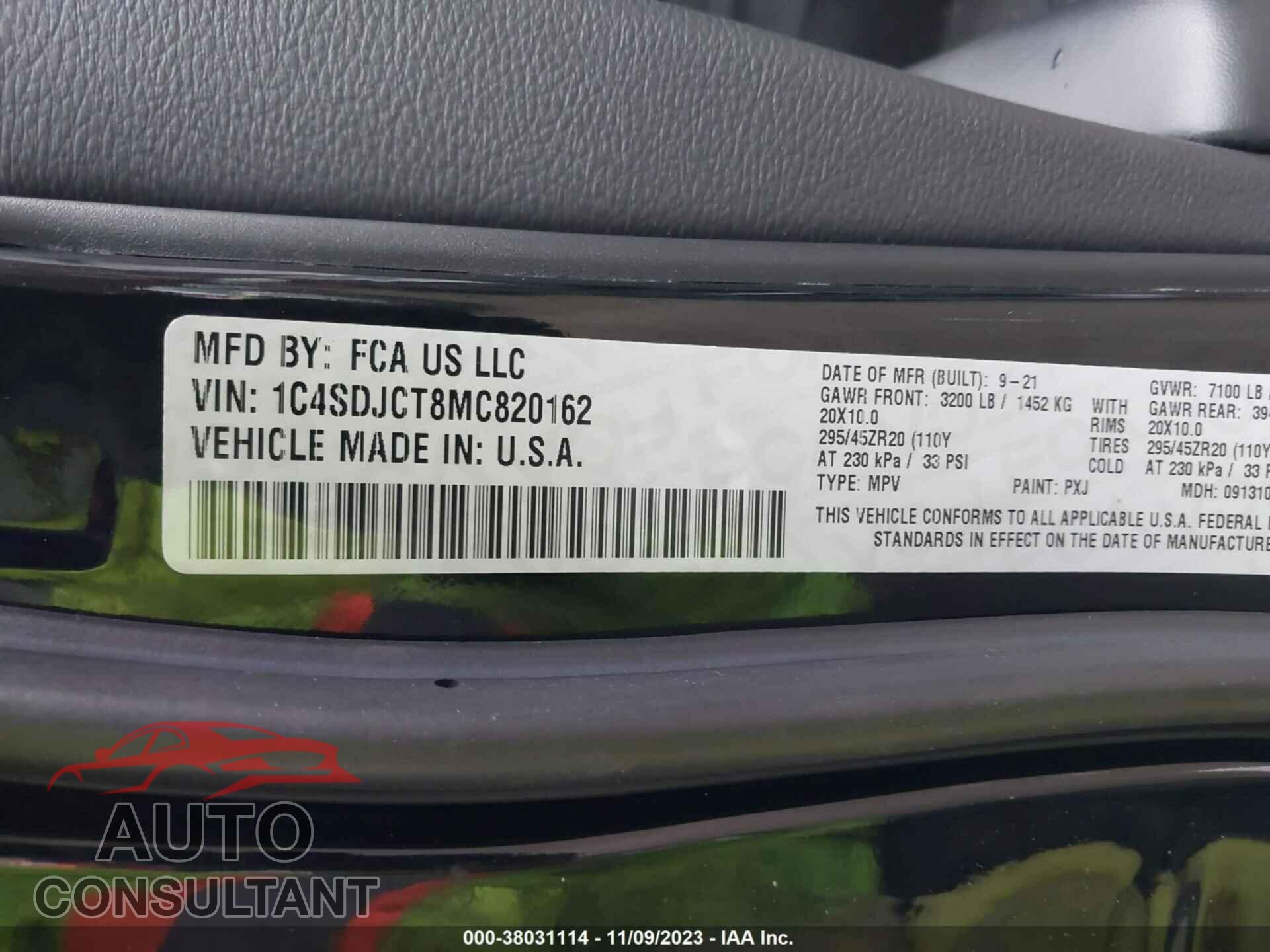 DODGE DURANGO 2021 - 1C4SDJCT8MC820162