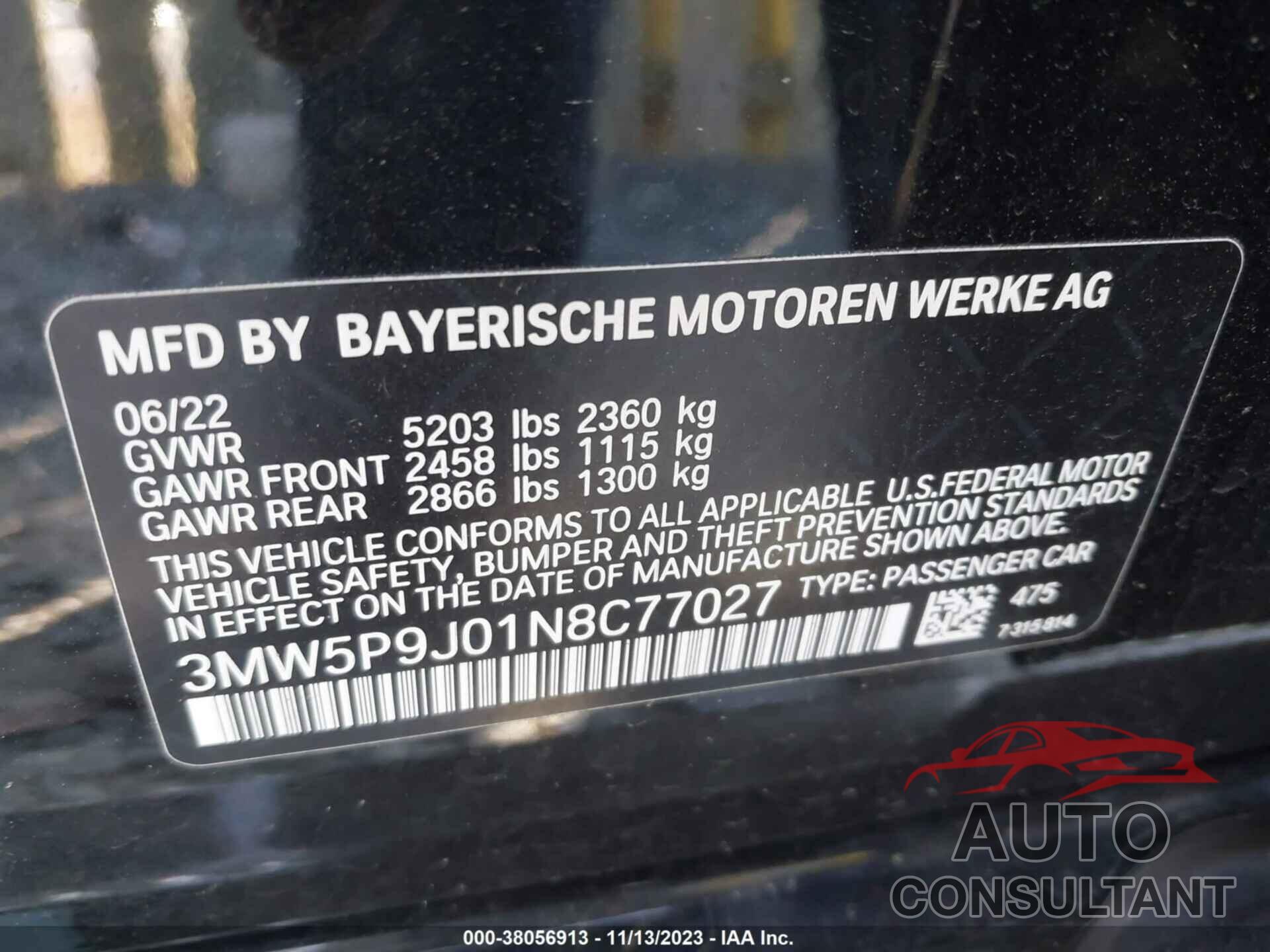 BMW 330XE 2022 - 3MW5P9J01N8C77027