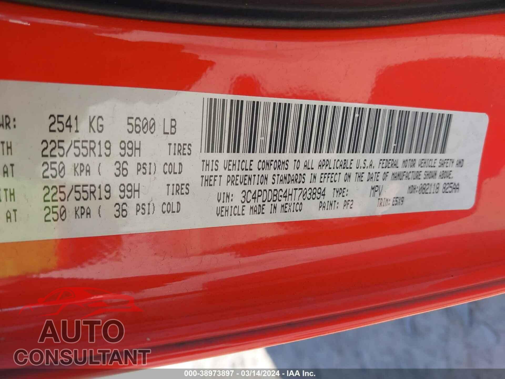 DODGE JOURNEY 2017 - 3C4PDDBG4HT703894