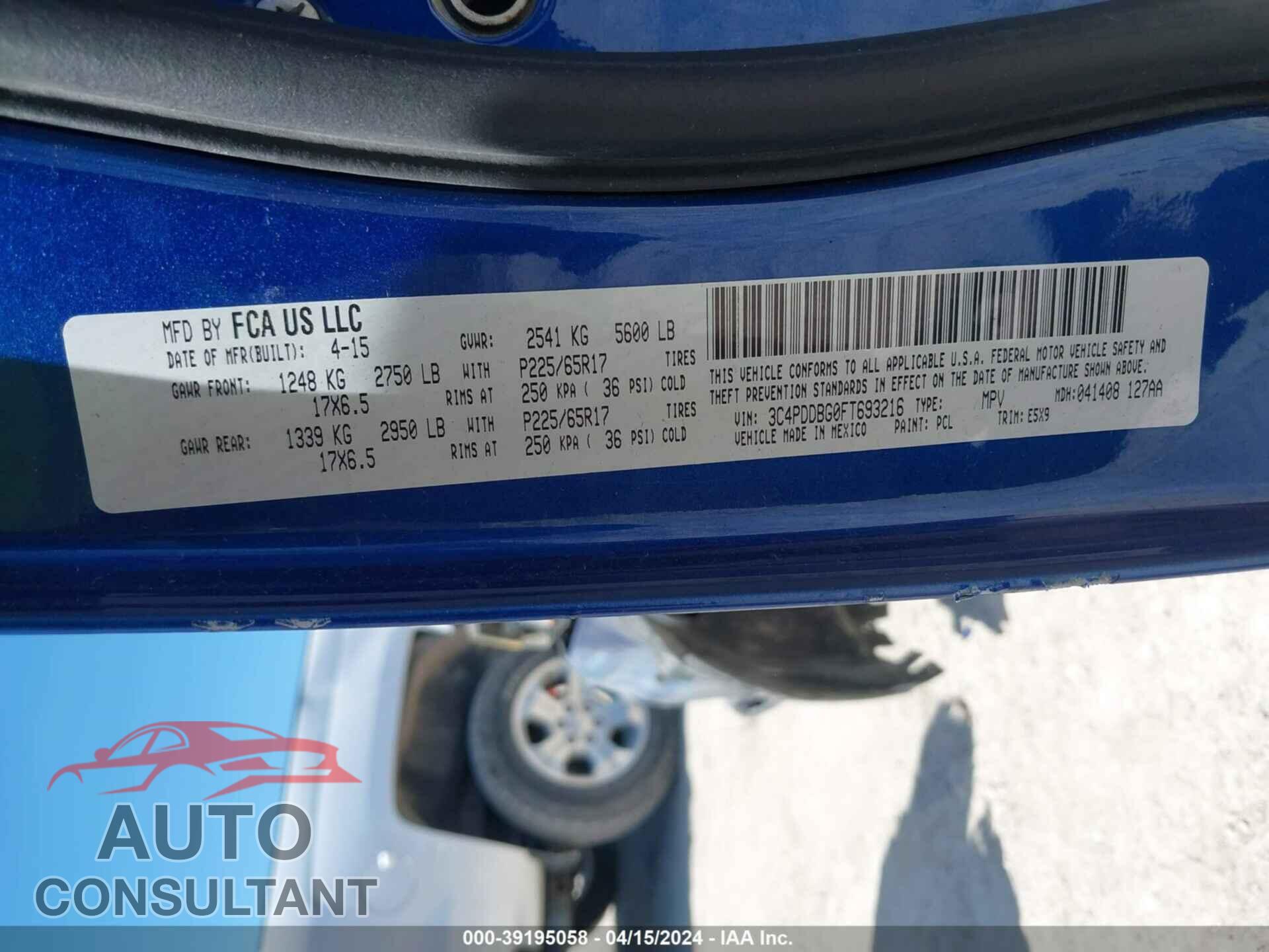 DODGE JOURNEY 2017 - 3C4PDCBG5HT576082