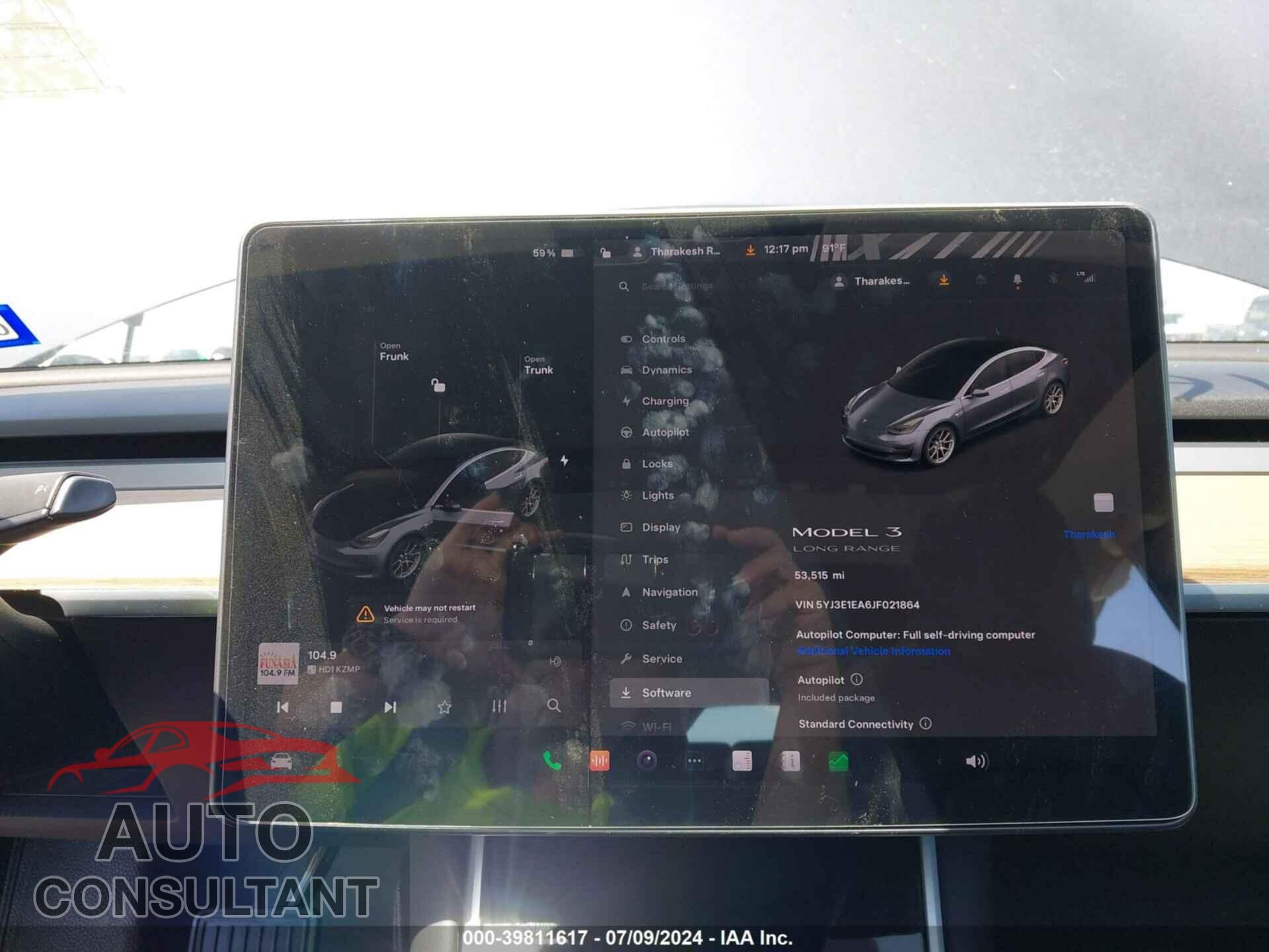 TESLA MODEL 3 2018 - 5YJ3E1EA6JF021864