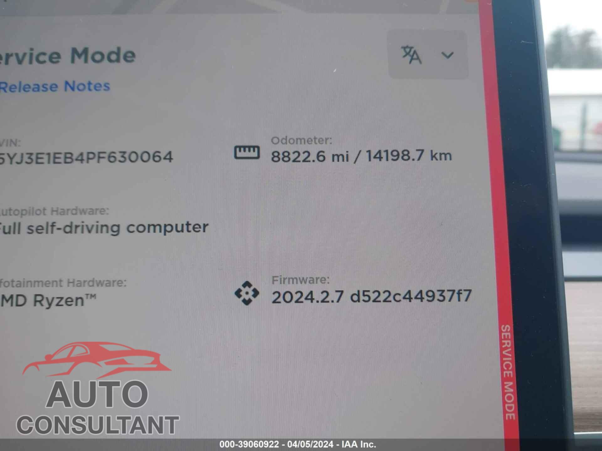 TESLA MODEL 3 2023 - 5YJ3E1EB4PF630064