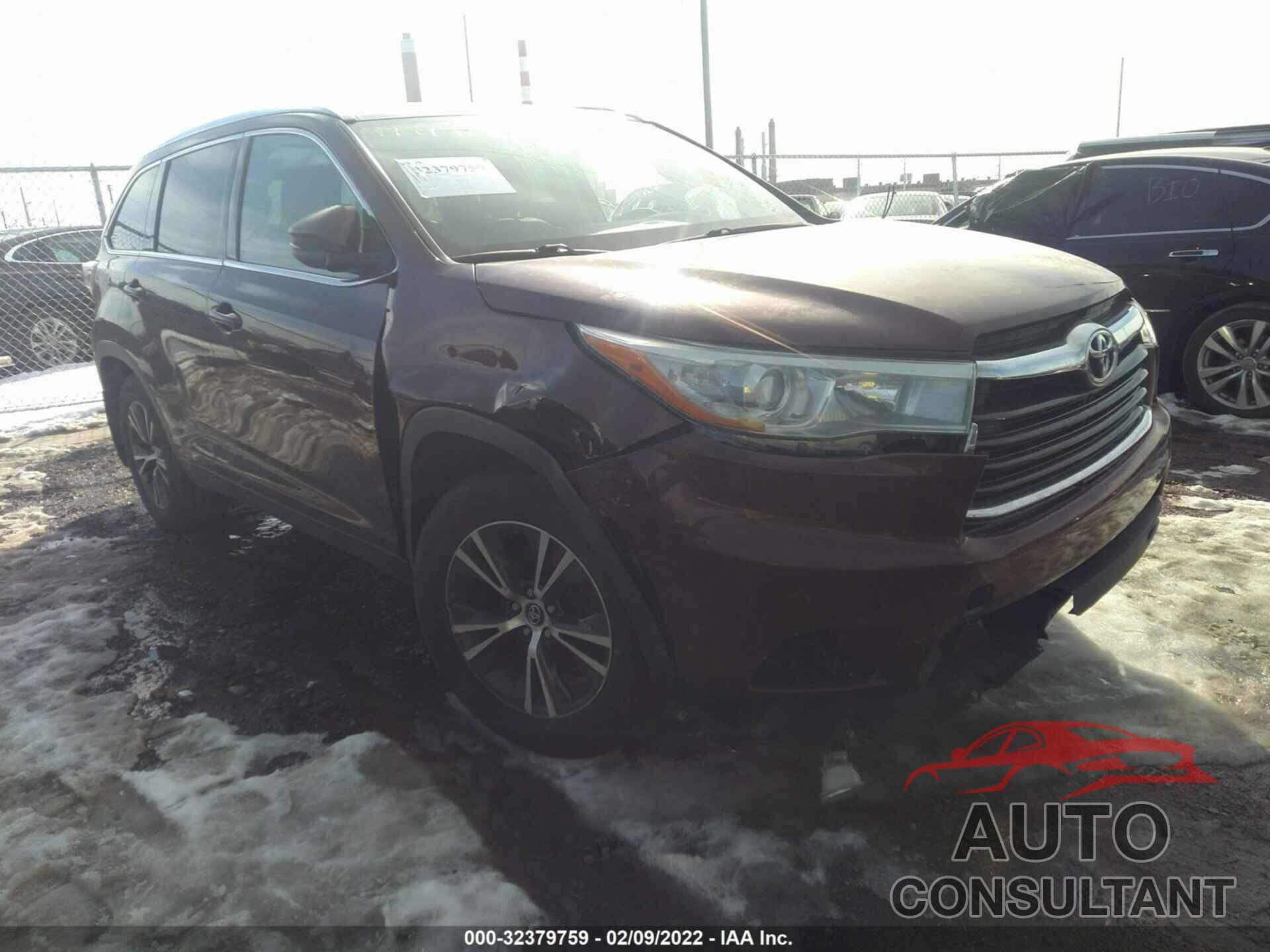 TOYOTA HIGHLANDER 2016 - 5TDJKRFH3GS291388