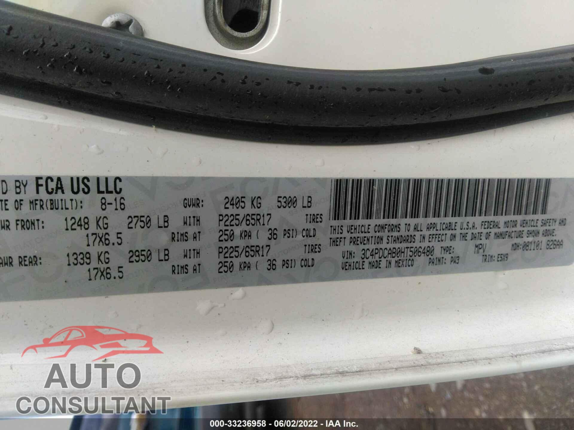DODGE JOURNEY 2017 - 3C4PDCAB0HT506480