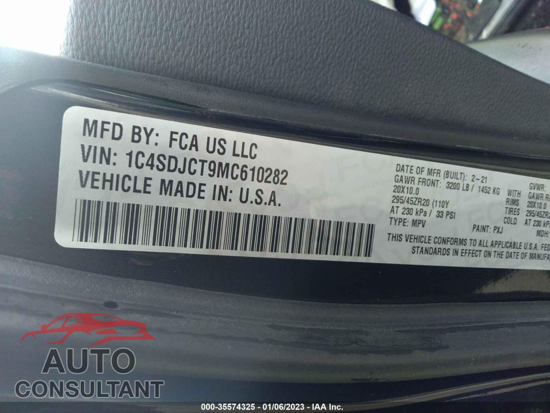 DODGE DURANGO 2021 - 1C4SDJCT9MC610282