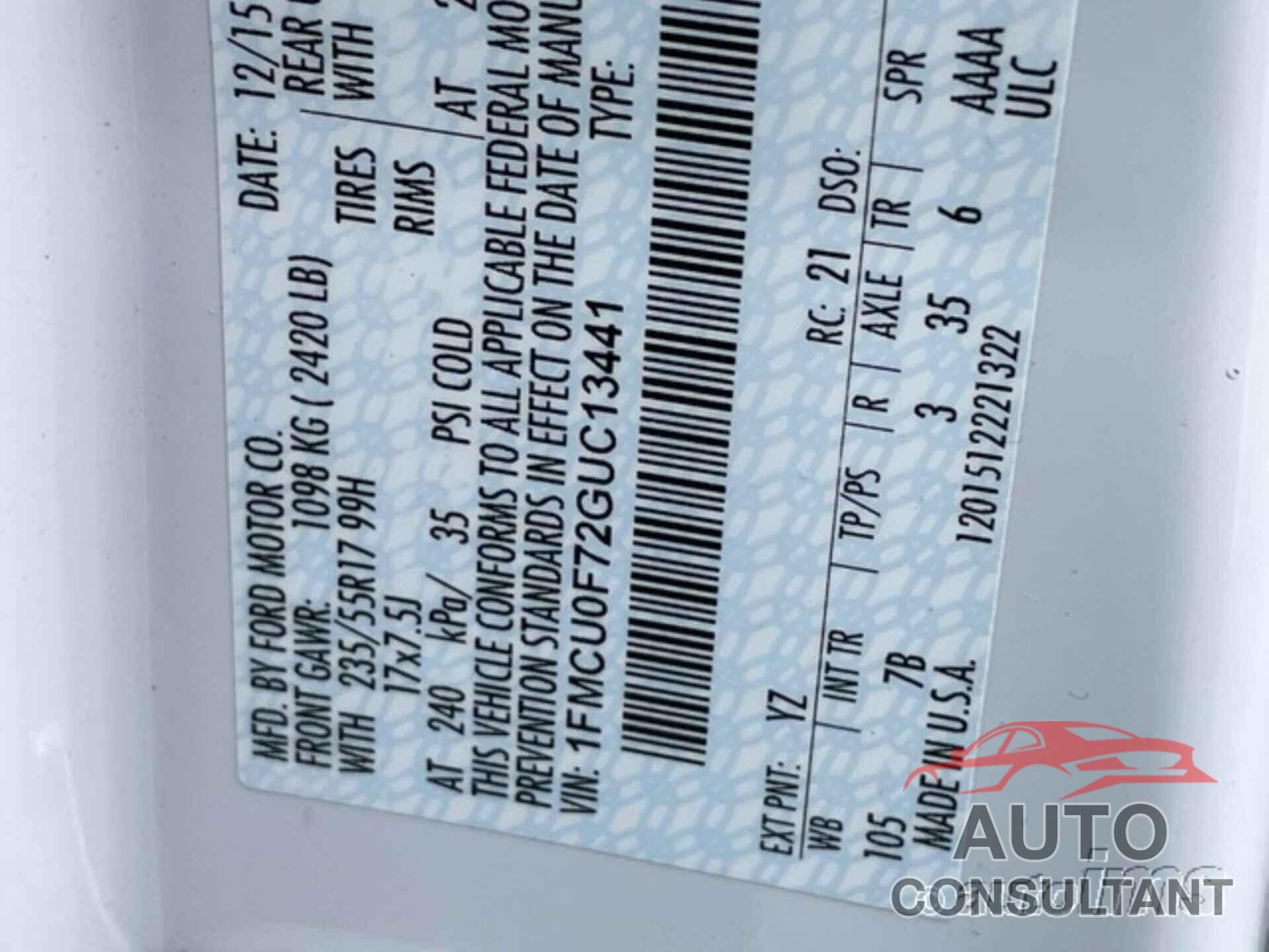 FORD ESCAPE 2016 - 1FMCU0F72GUC13441
