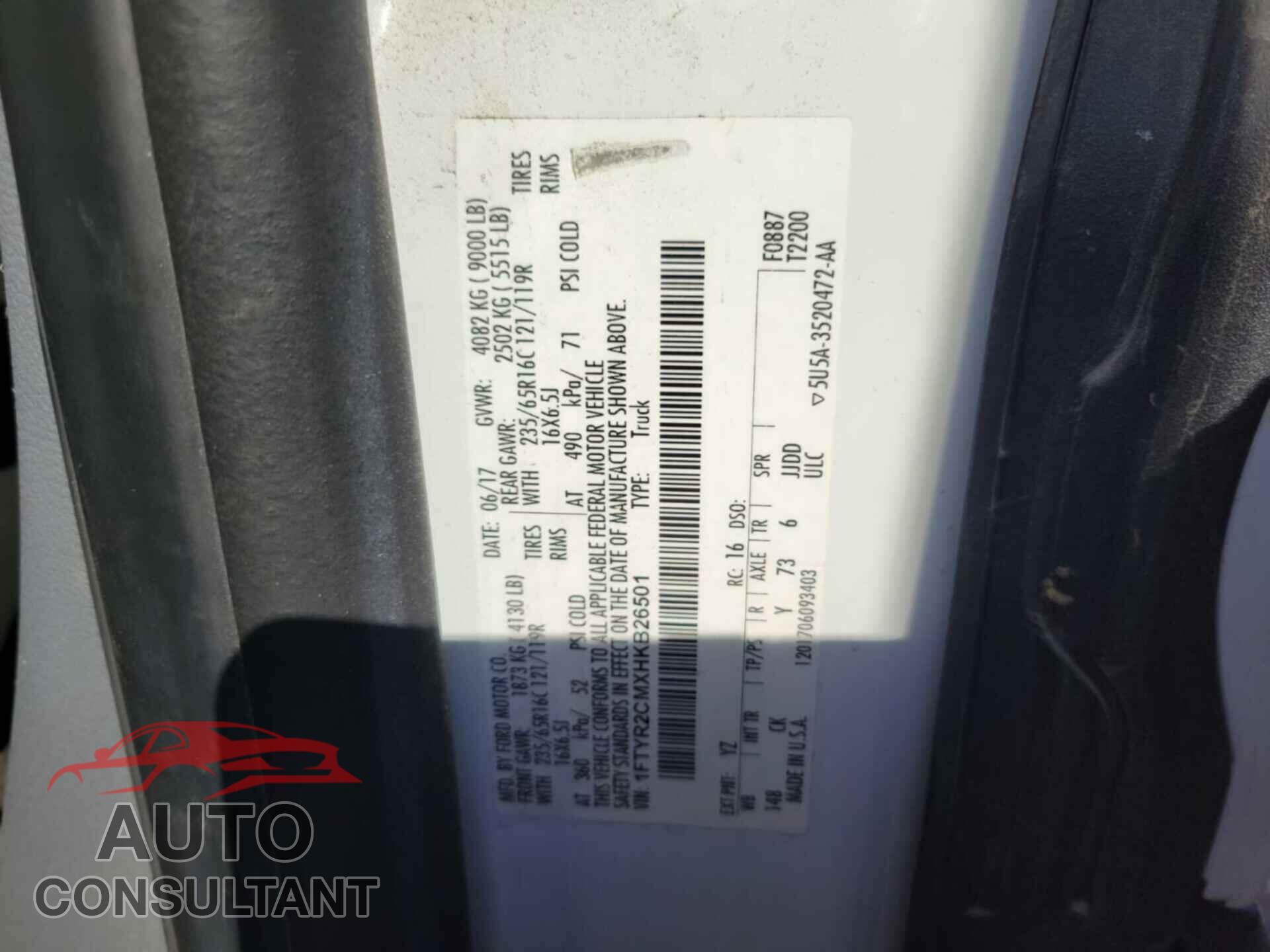 FORD TRANSIT 2017 - 1FTYR2CMXHKB26501