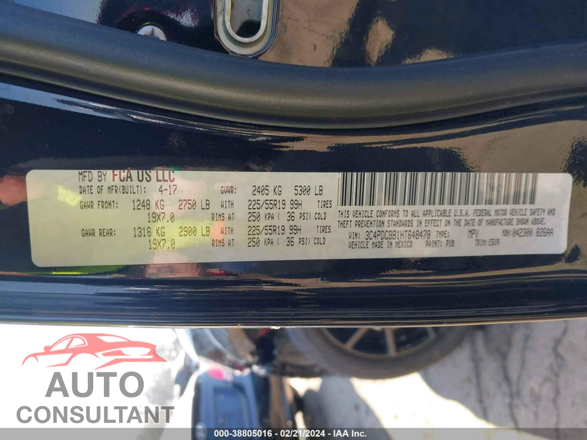 DODGE JOURNEY 2017 - 3C4PDCBB1HT648478