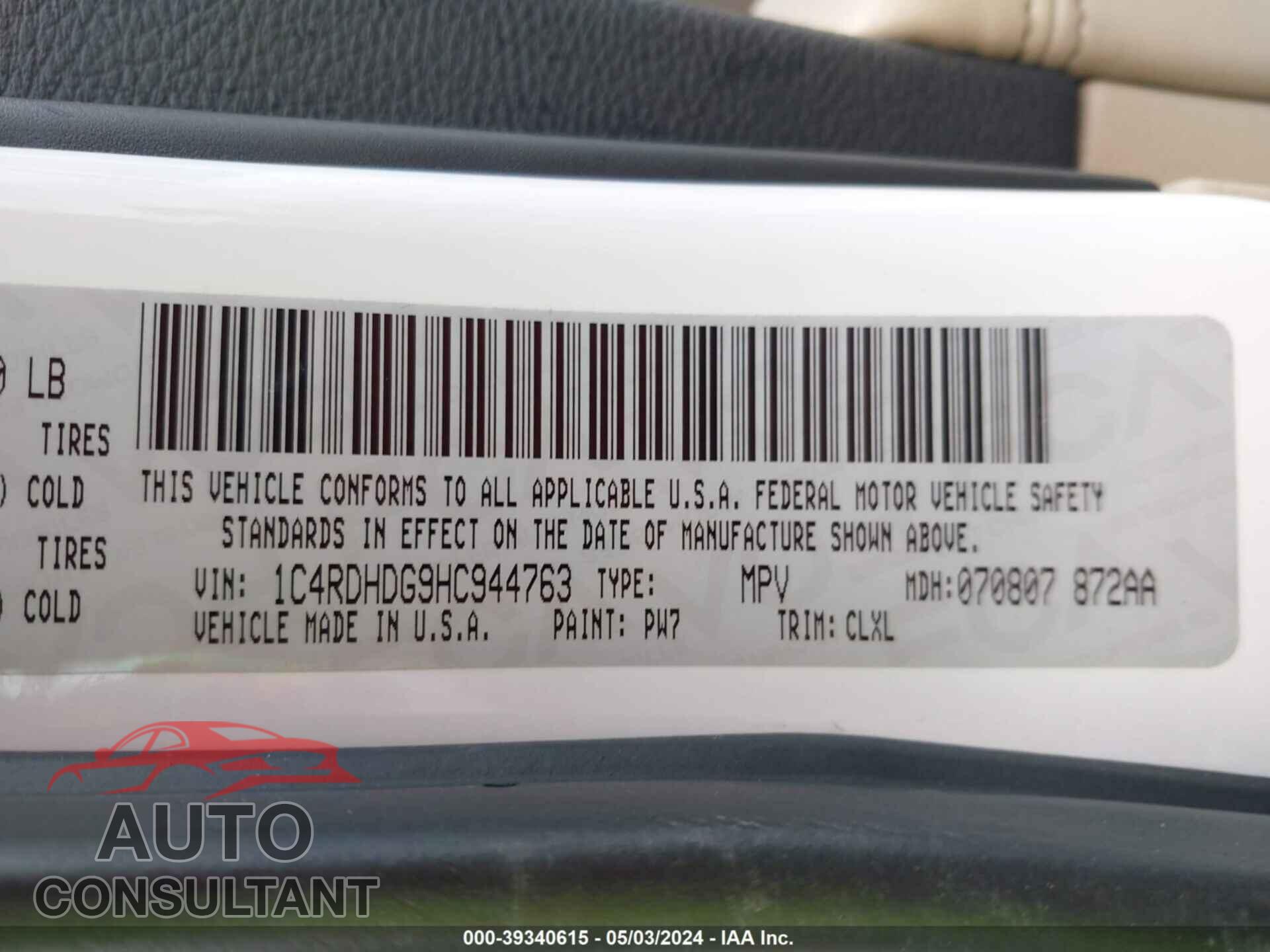 DODGE DURANGO 2017 - 1C4RDHDG9HC944763