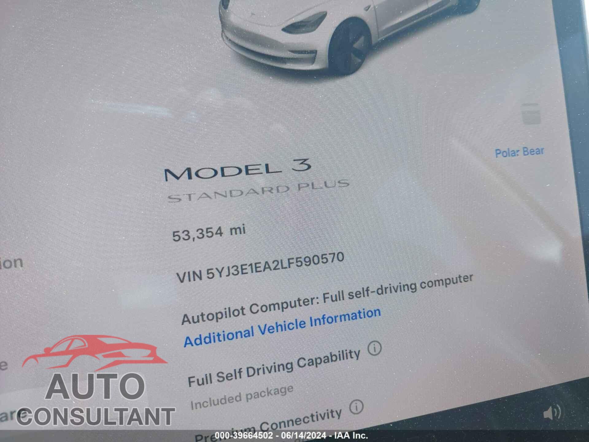 TESLA MODEL 3 2020 - 5YJ3E1EA2LF590570
