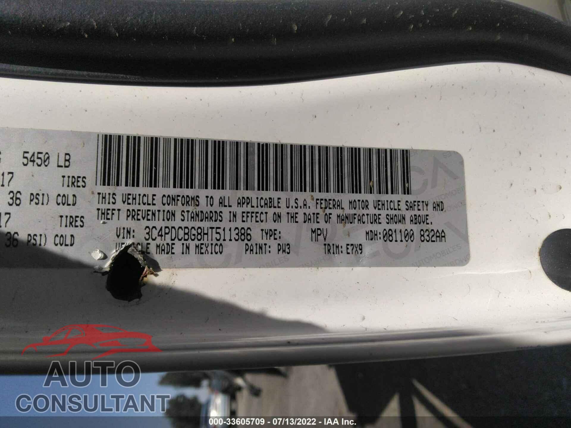 DODGE JOURNEY 2017 - 3C4PDCBG8HT511386