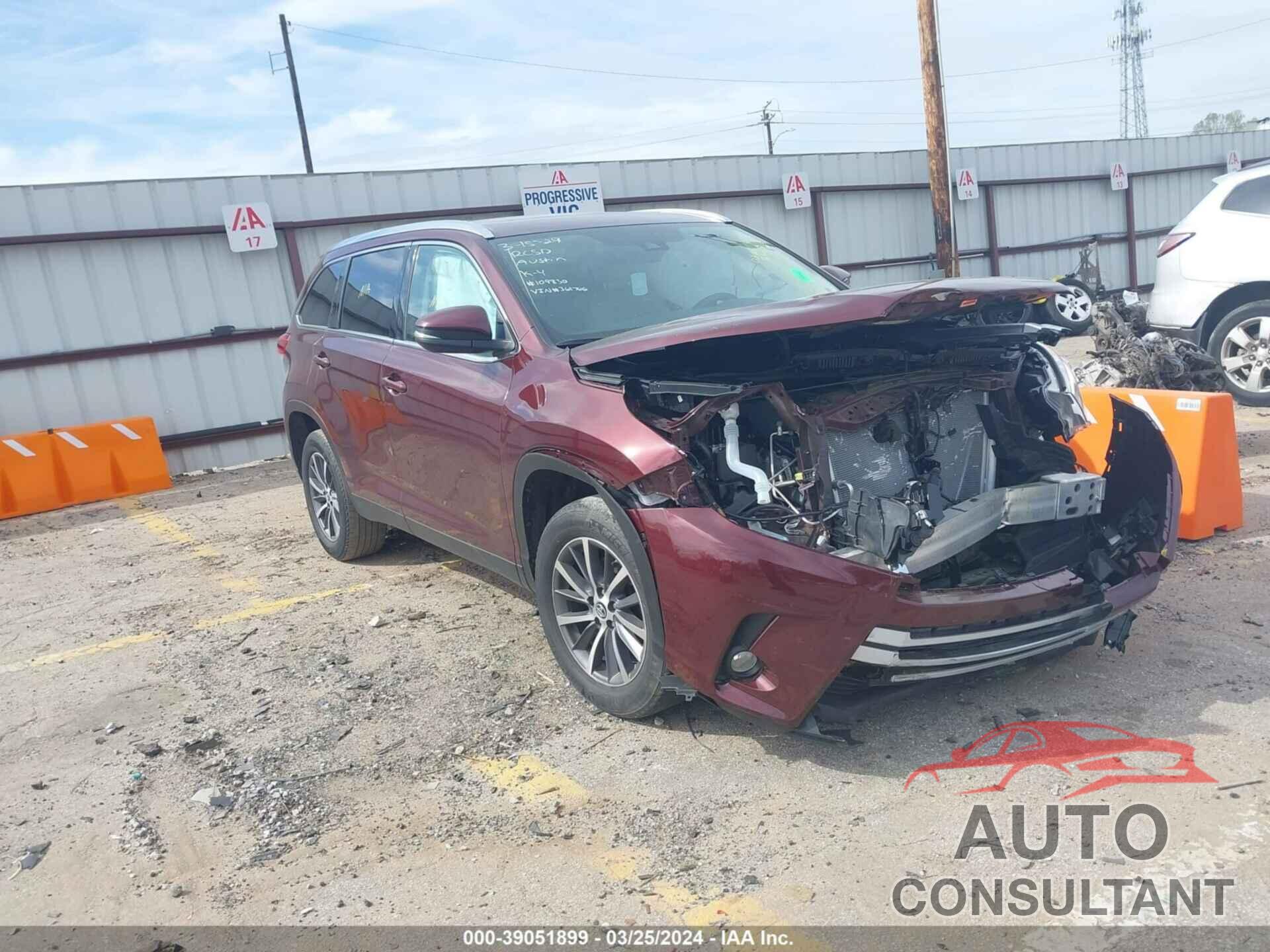 TOYOTA HIGHLANDER 2019 - 5TDKZRFH8KS361766