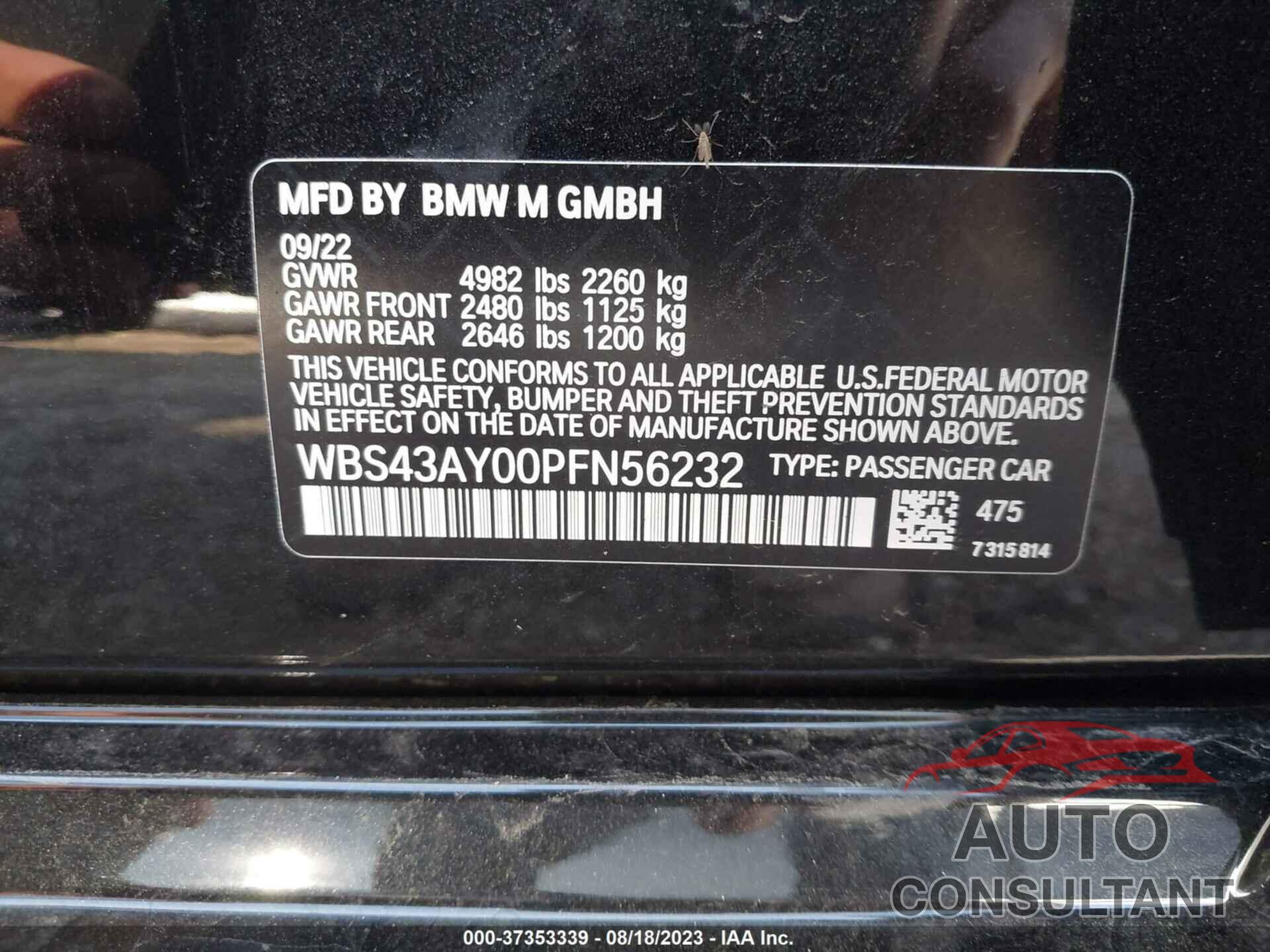 BMW M3 2023 - WBS43AY00PFN56232