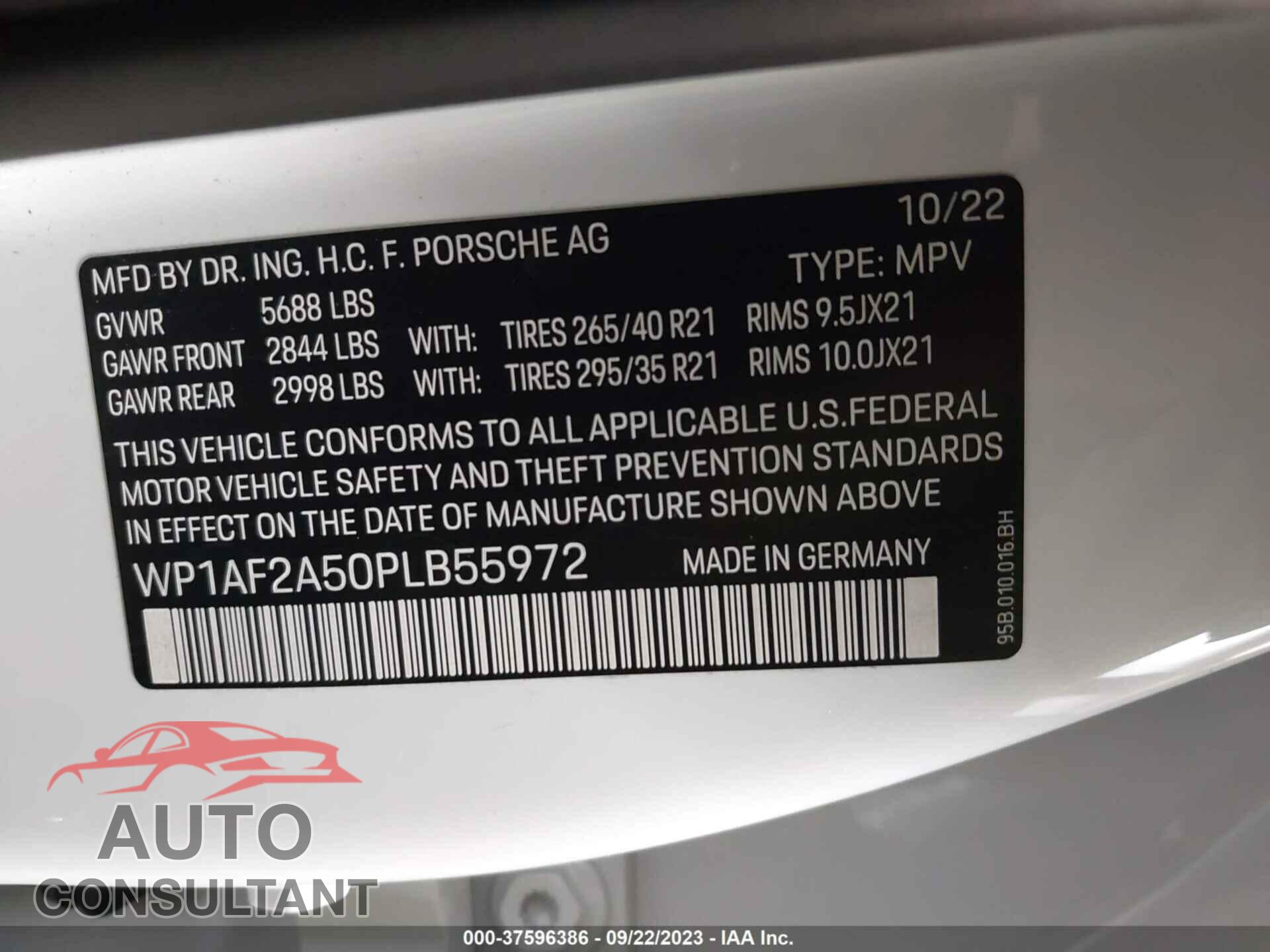 PORSCHE MACAN 2023 - WP1AF2A50PLB55972