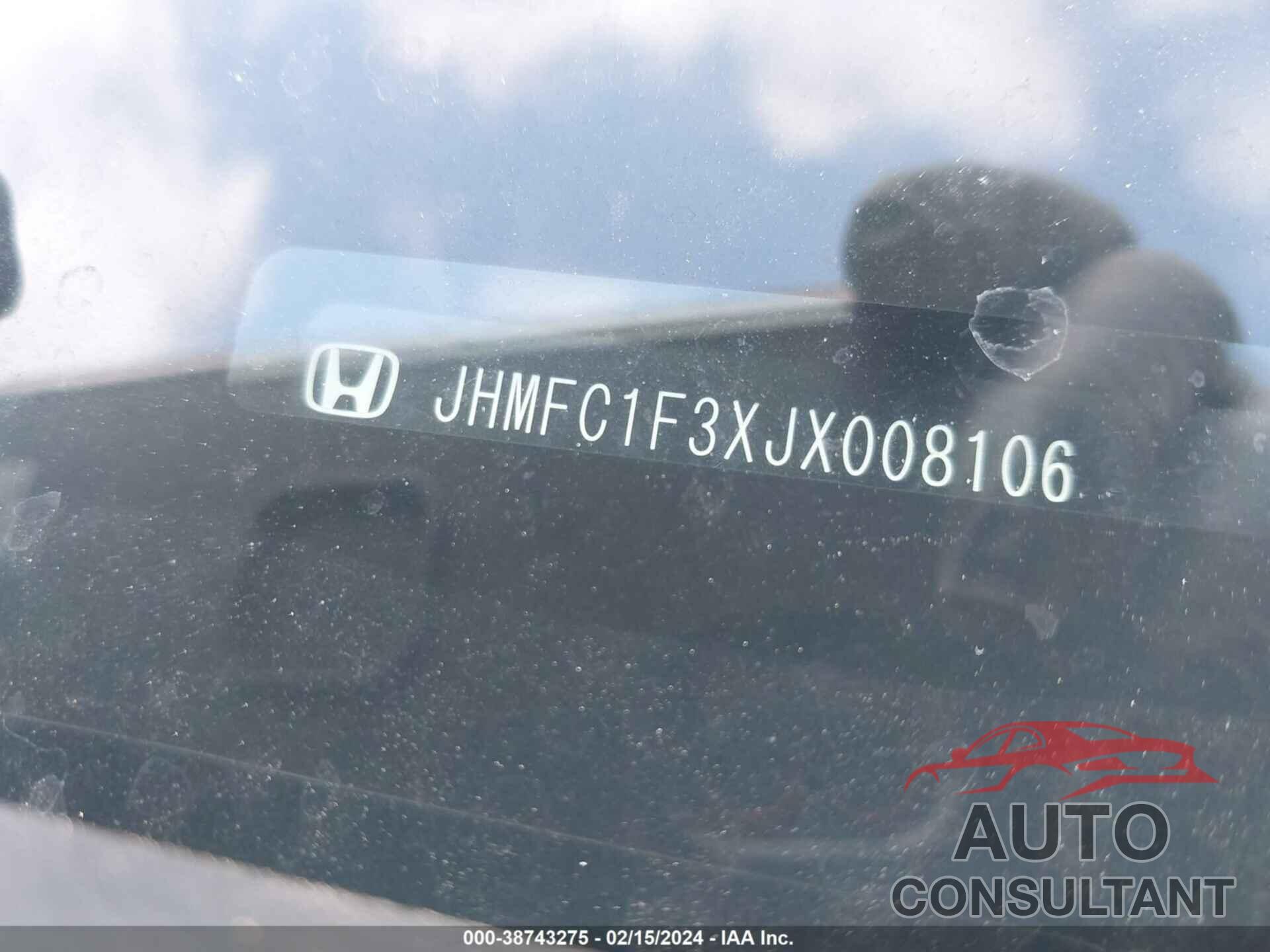 HONDA CIVIC 2018 - JHMFC1F3XJX008106