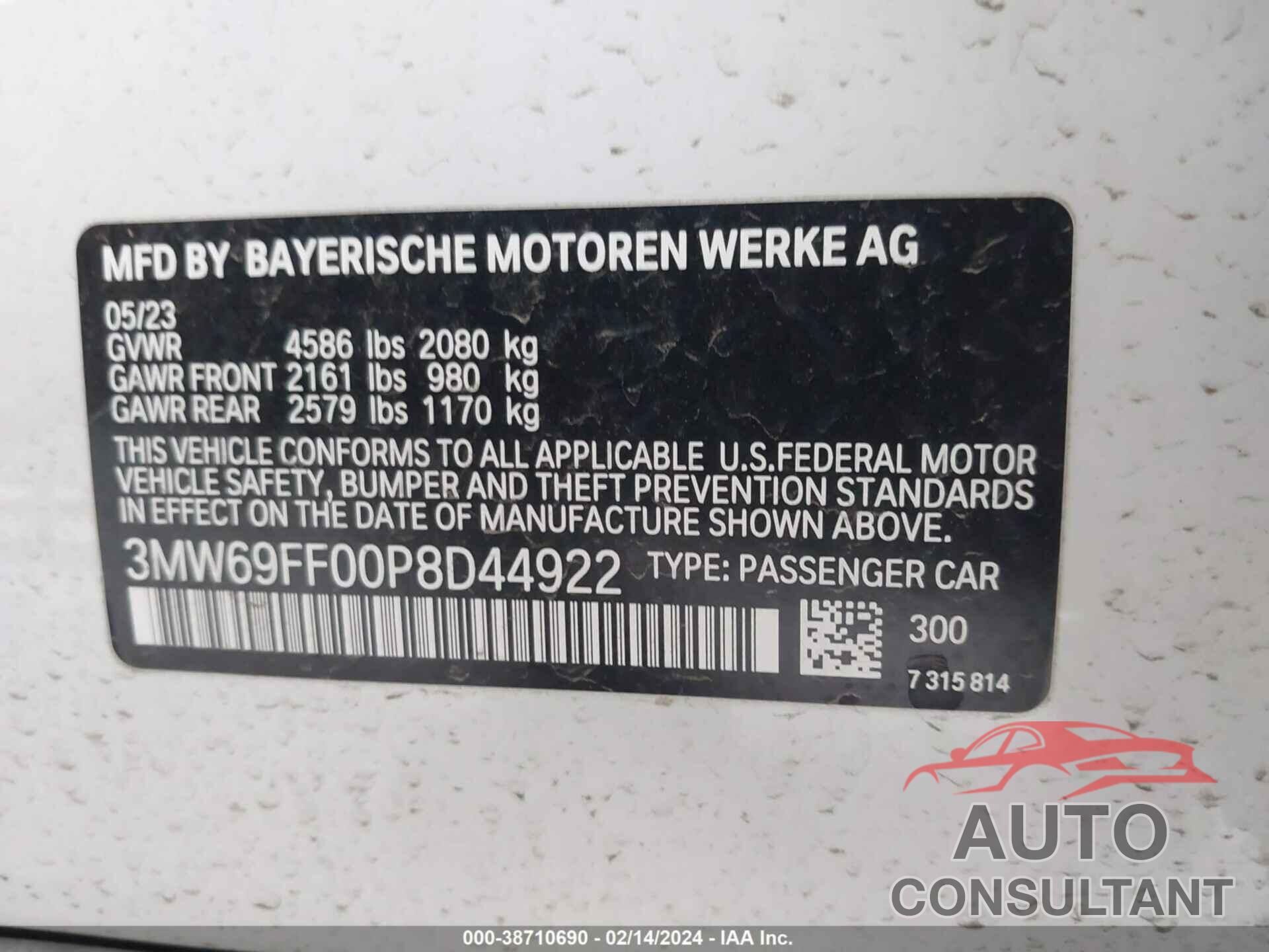 BMW 330I 2023 - 3MW69FF00P8D44922