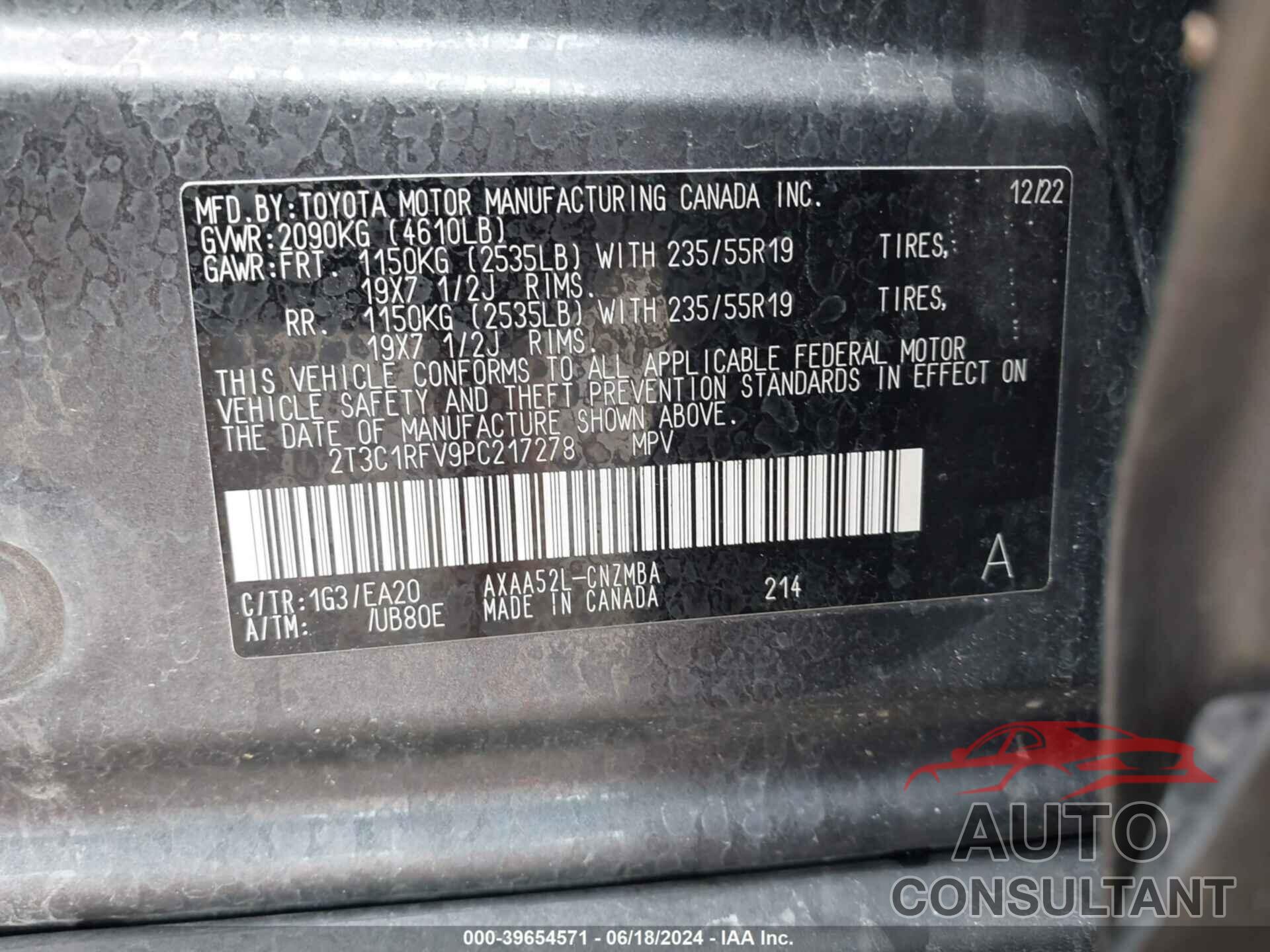 TOYOTA RAV4 2023 - 2T3C1RFV9PC217278